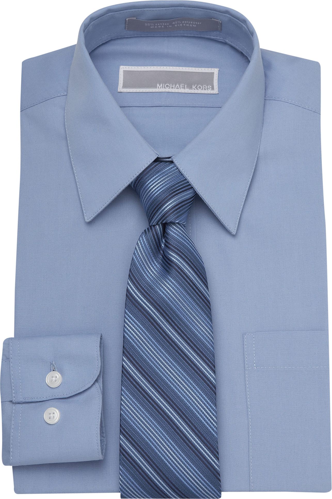 Michael Kors Boys Blue Shirt with Blue Multi Stripe Tie Combo