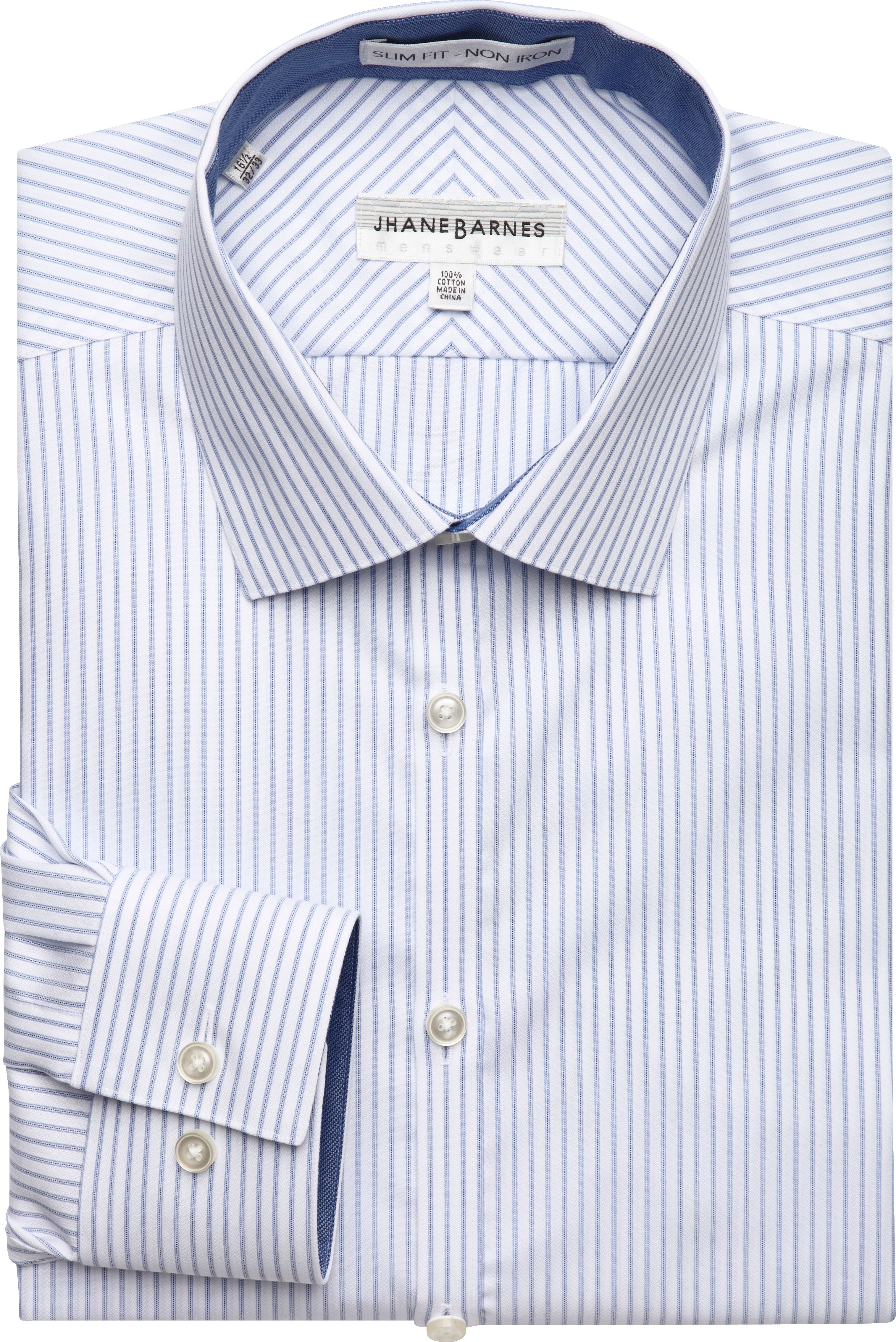 Jhane Barnes Blue Stripe Slim Fit Dress Shirt