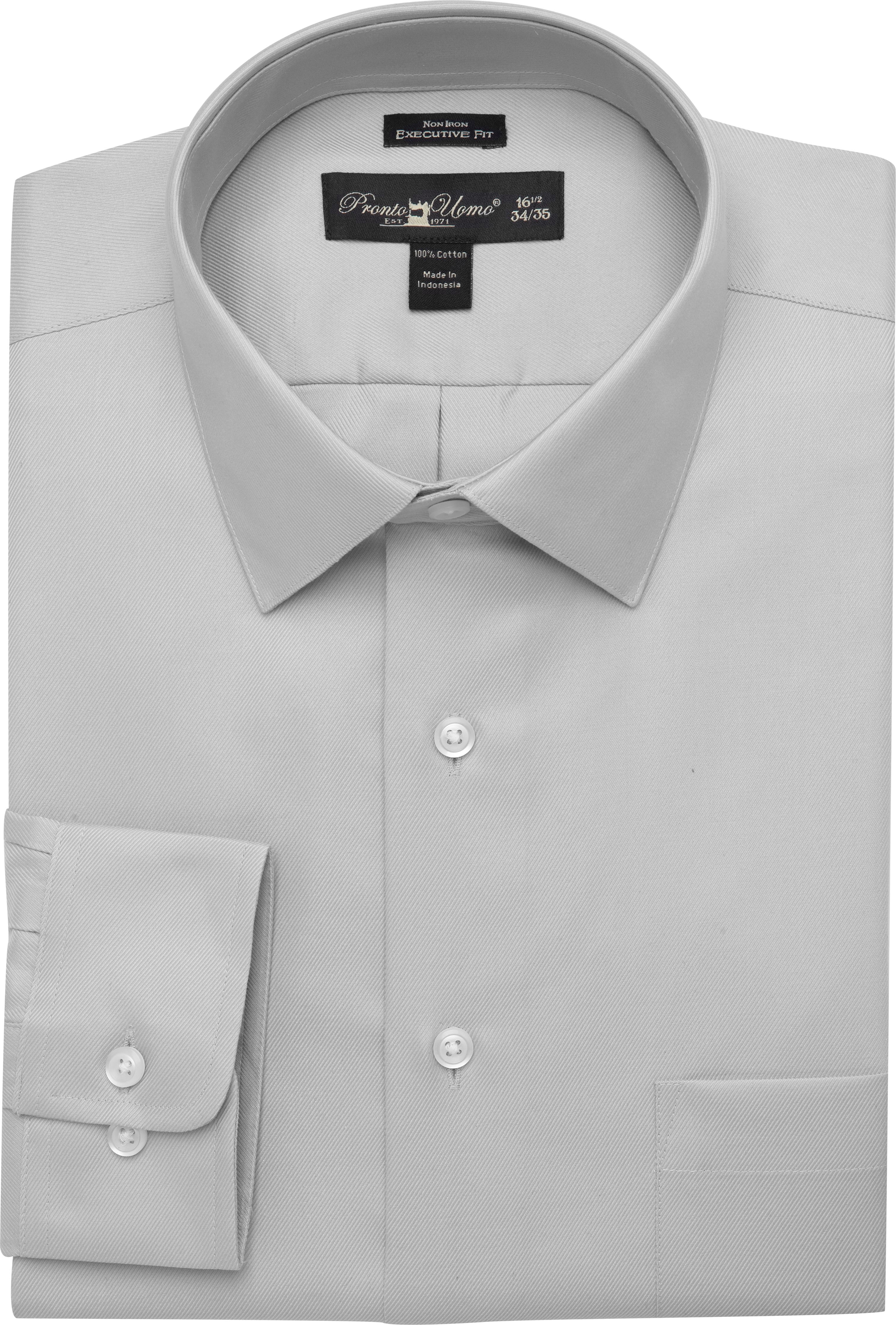 Pronto Uomo Gray Twill Executive Fit Dress Shirt