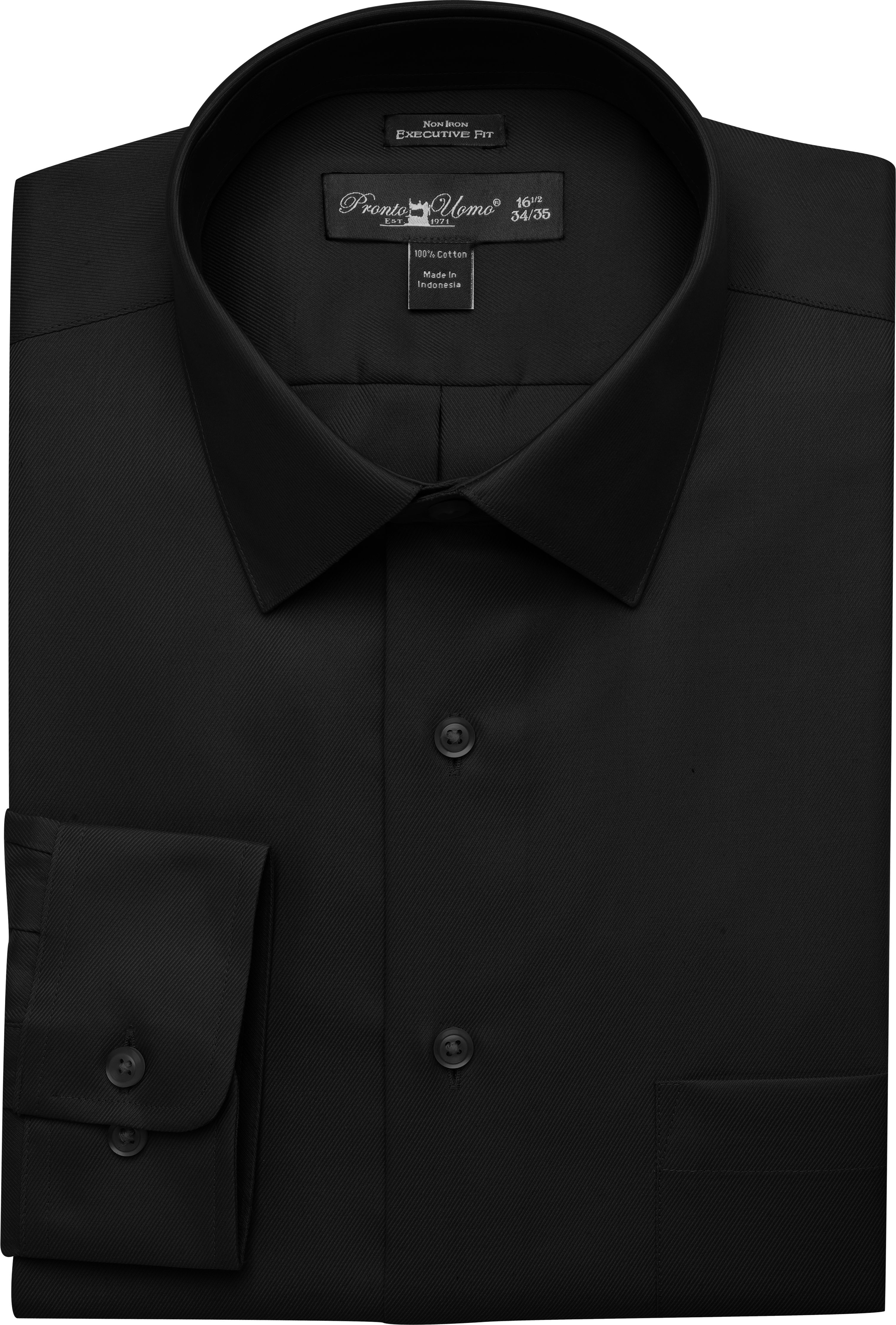 Pronto Uomo Black Twill Executive Fit Dress Shirt
