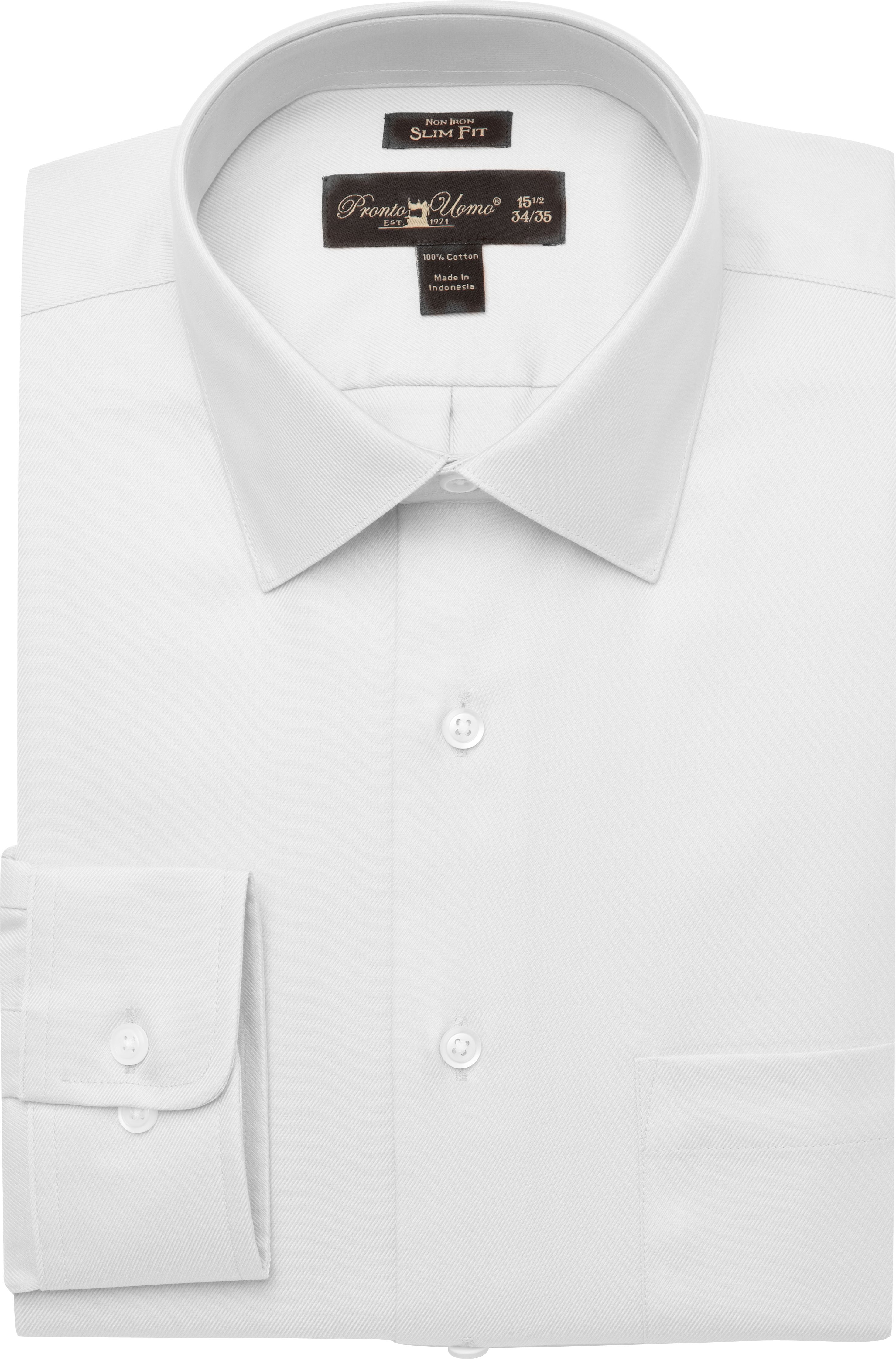 Pronto Uomo White Twill Slim Fit Dress Shirt