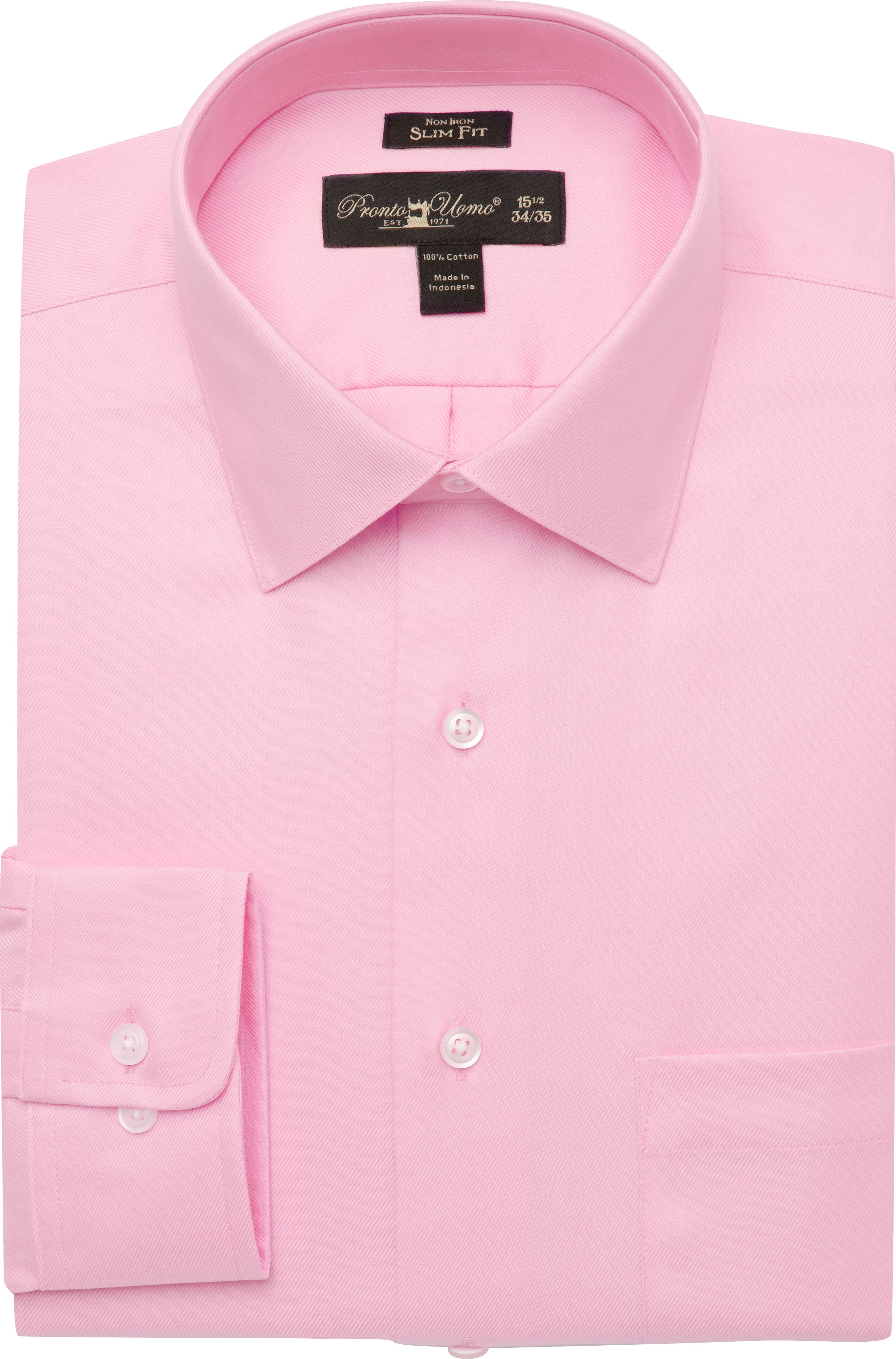 Pronto Uomo Pink Twill Slim Fit Dress Shirt