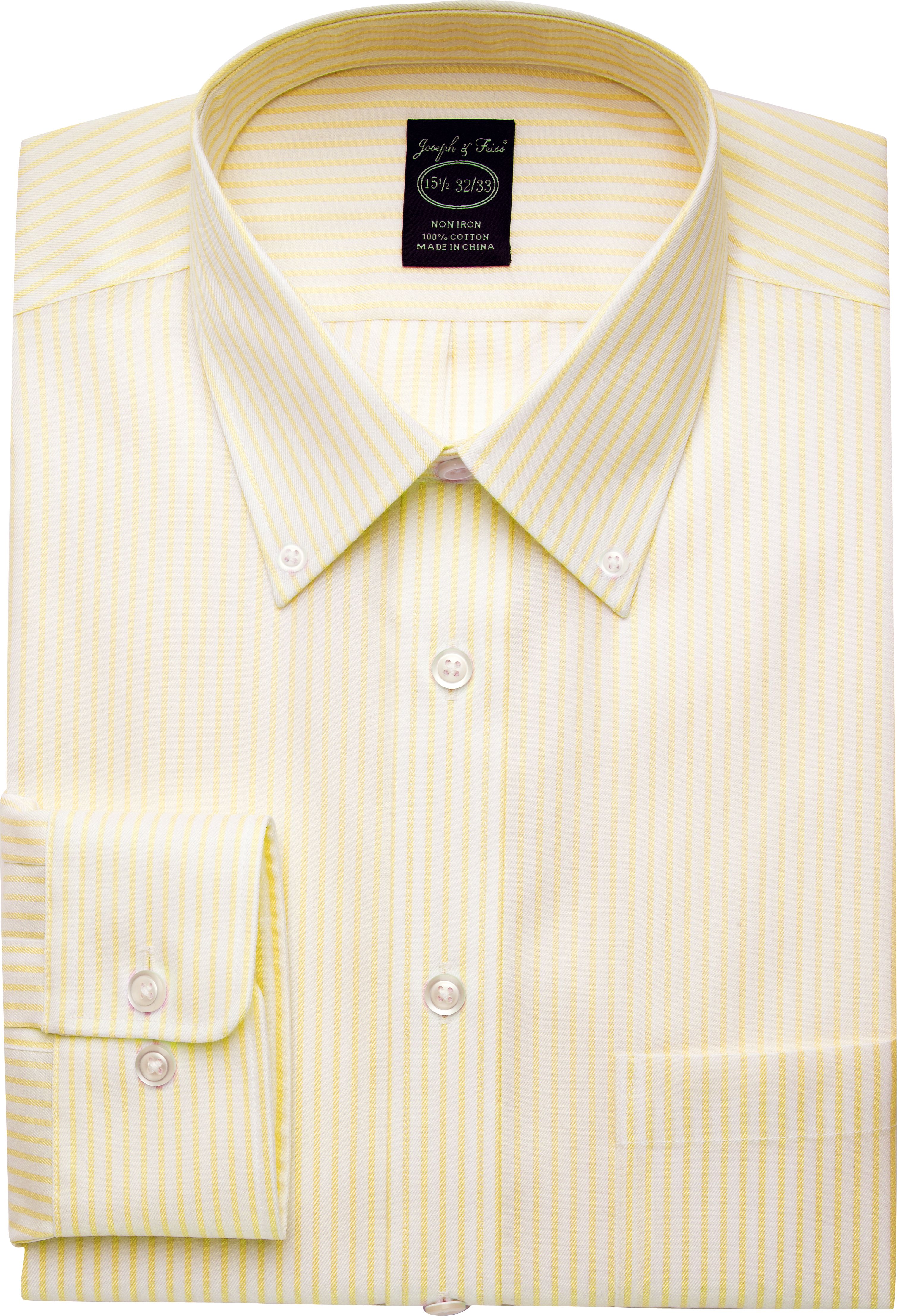 Joseph & Feiss Yellow Stripe Button-Down Modern Fit Dress Shirt