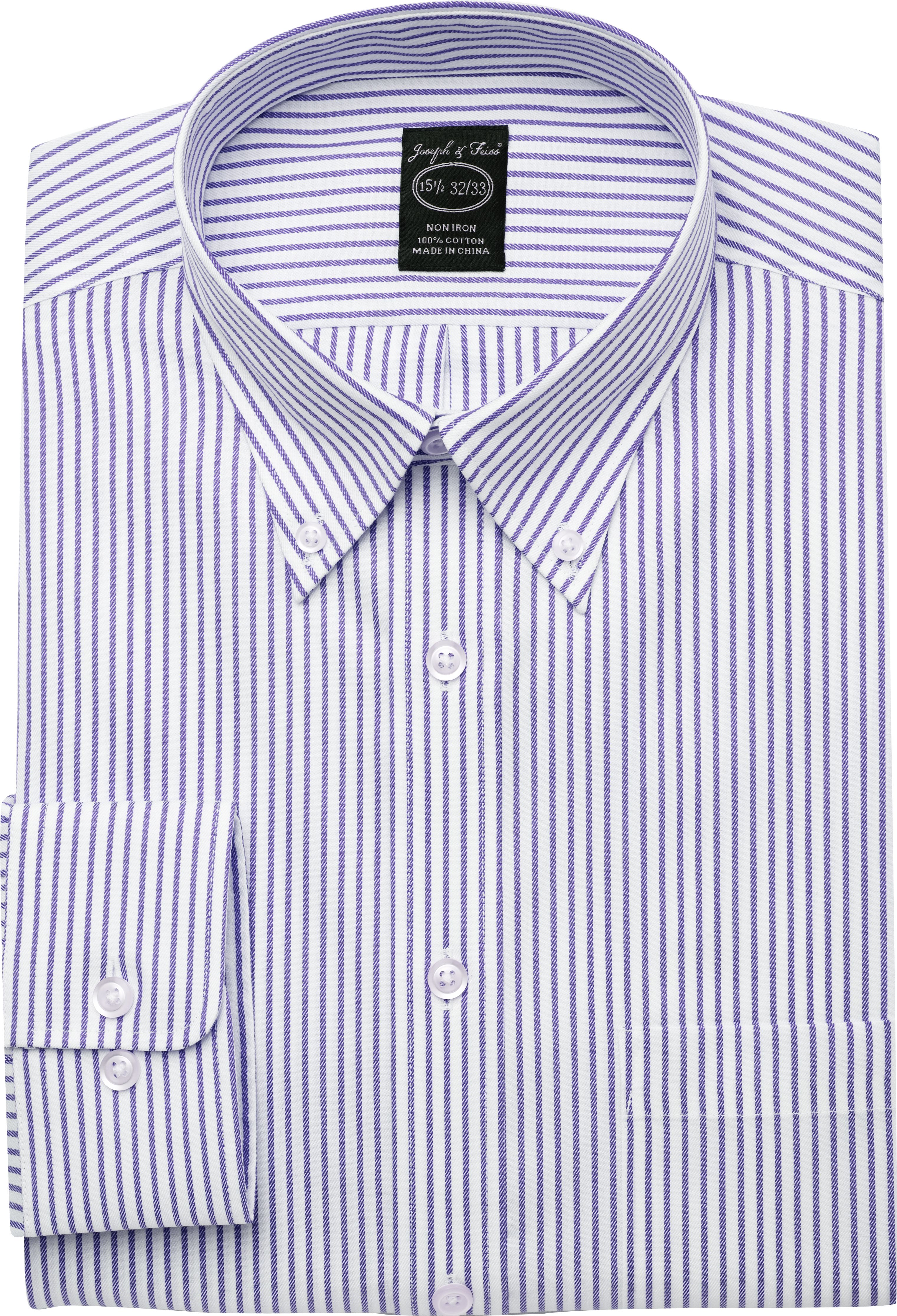 Joseph & Feiss Purple Stripe Button-Down Modern Fit Dress Shirt
