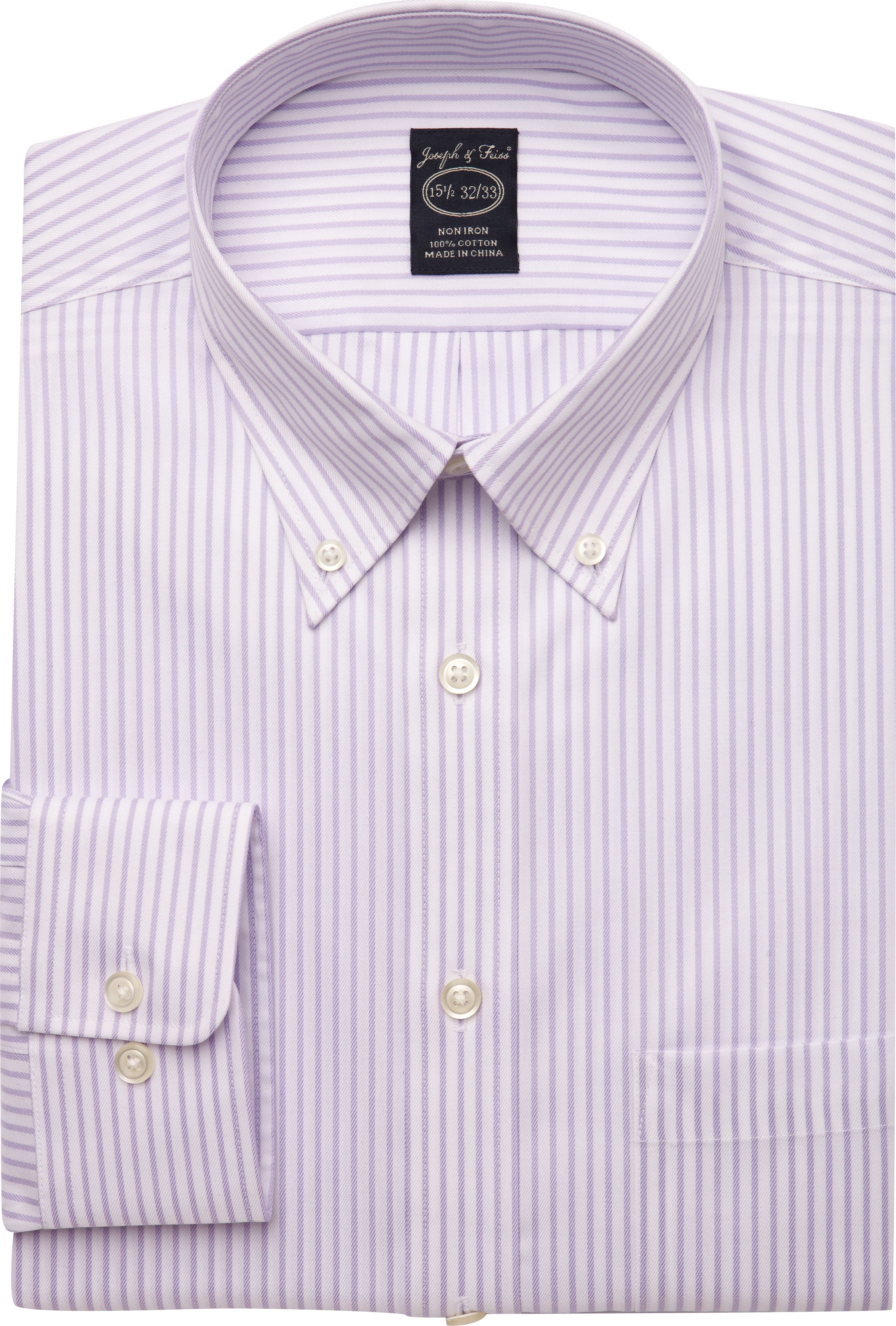 Joseph & Feiss Lavender Stripe Button-Down Modern Fit Dress Shirt
