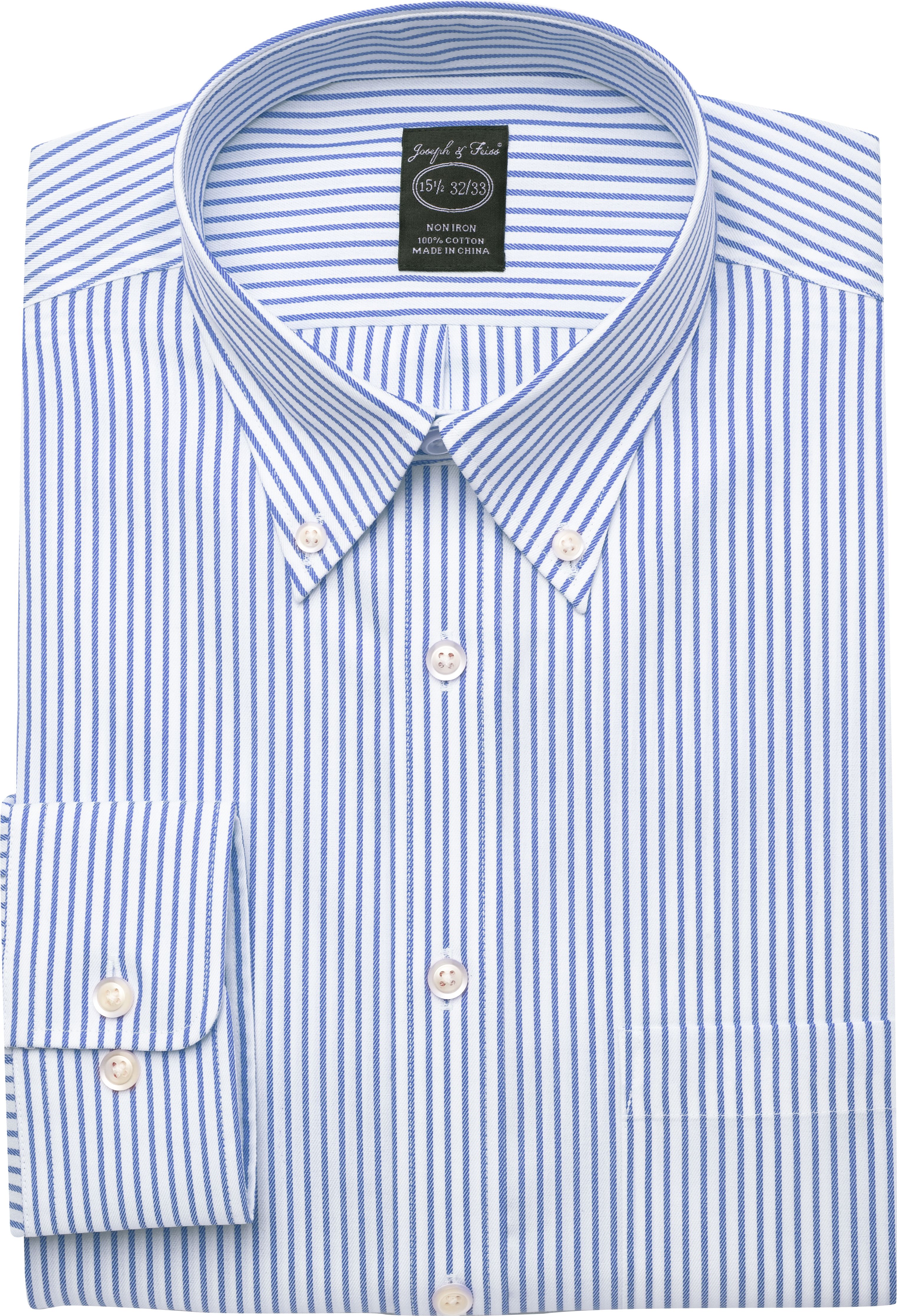 Joseph & Feiss Light Blue Stripe Button-Down Modern Fit Dress Shirt