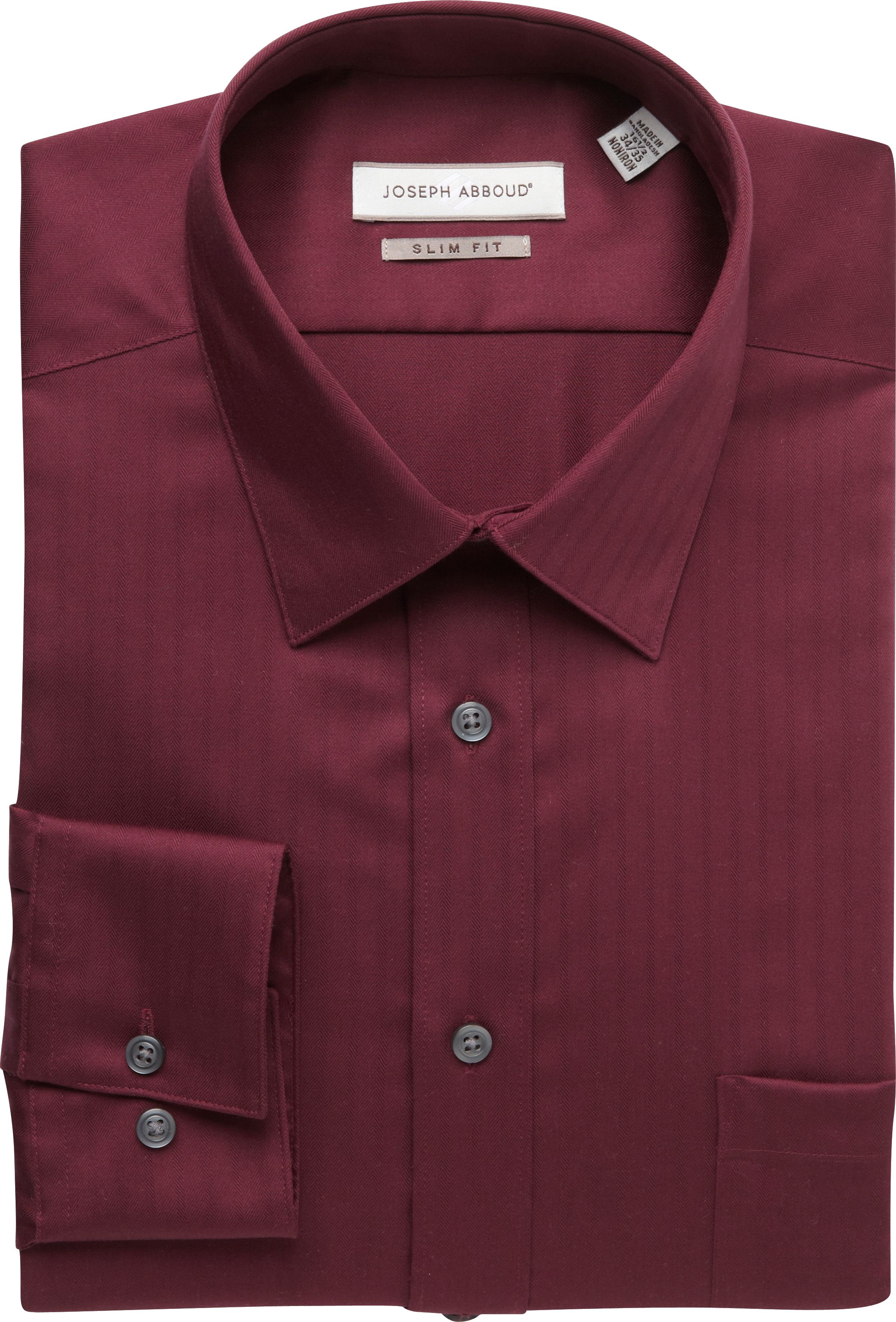 Joseph Abboud Burgundy Slim Fit Dress Shirt