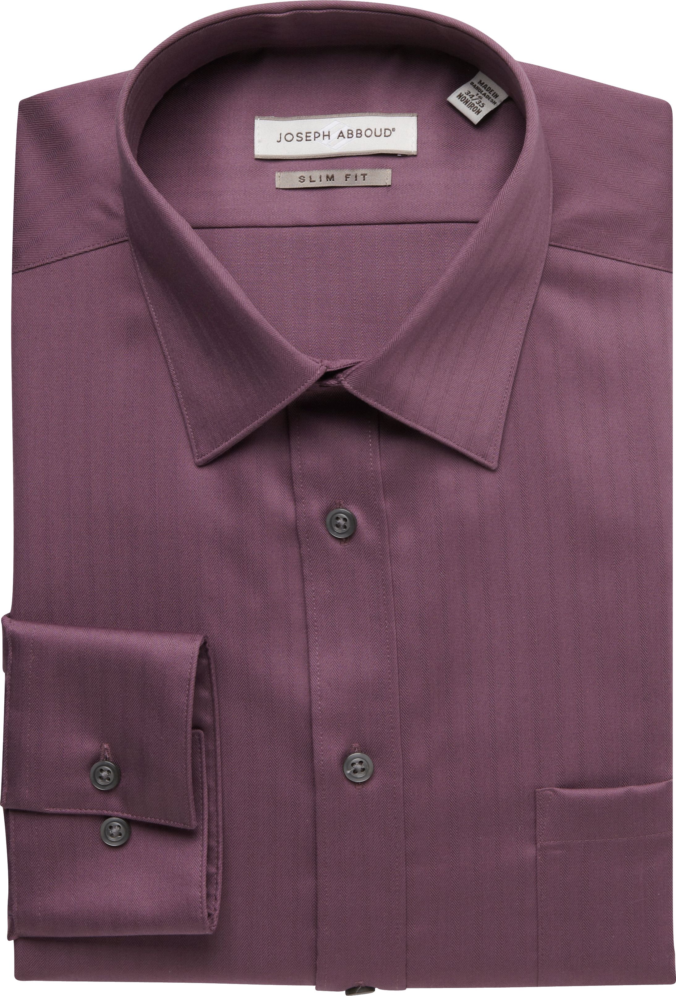 Joseph Abboud Mauve Herringbone Slim Fit Dress Shirt