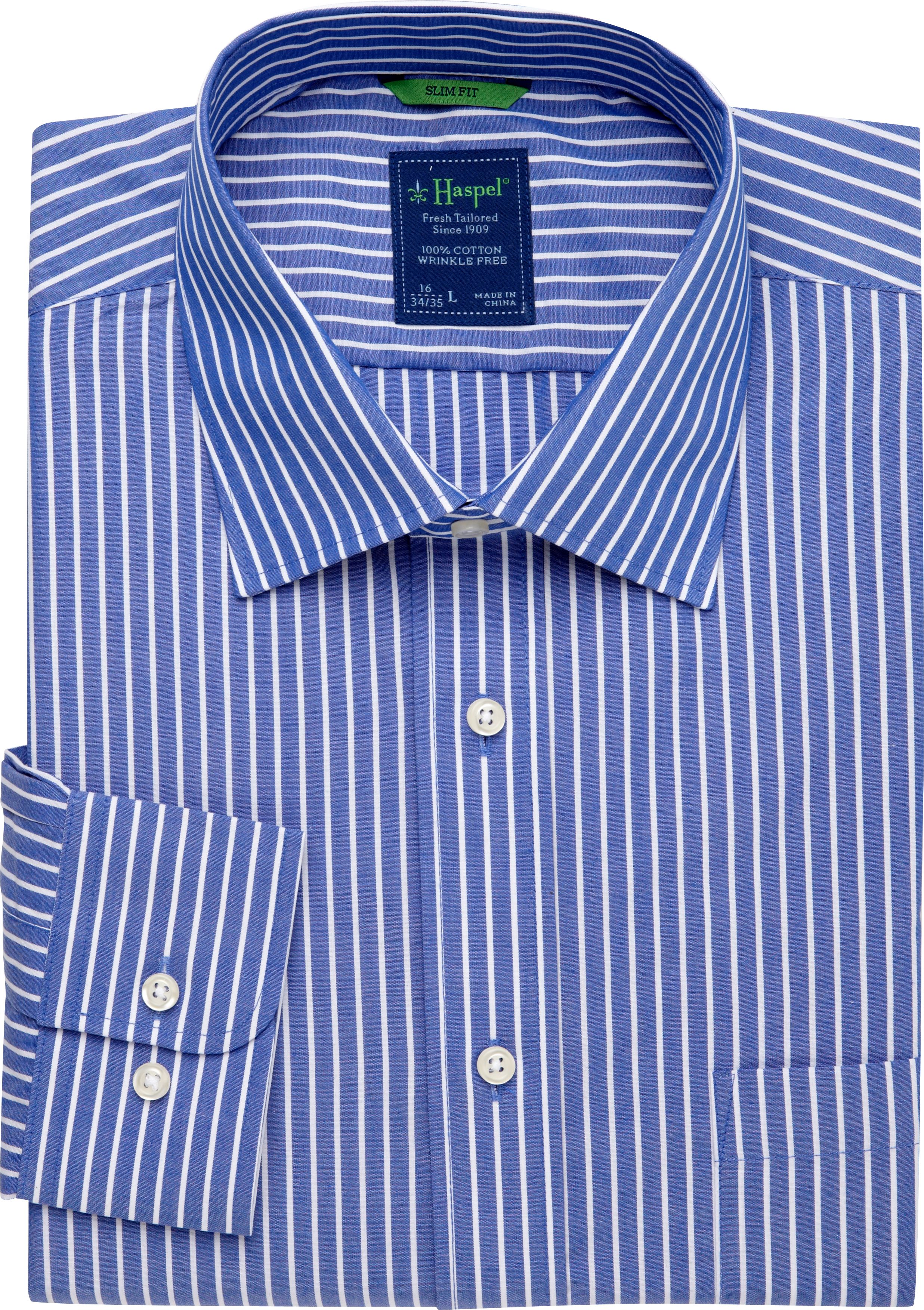 Haspel Blue Stripe Slim Fit Dress Shirt