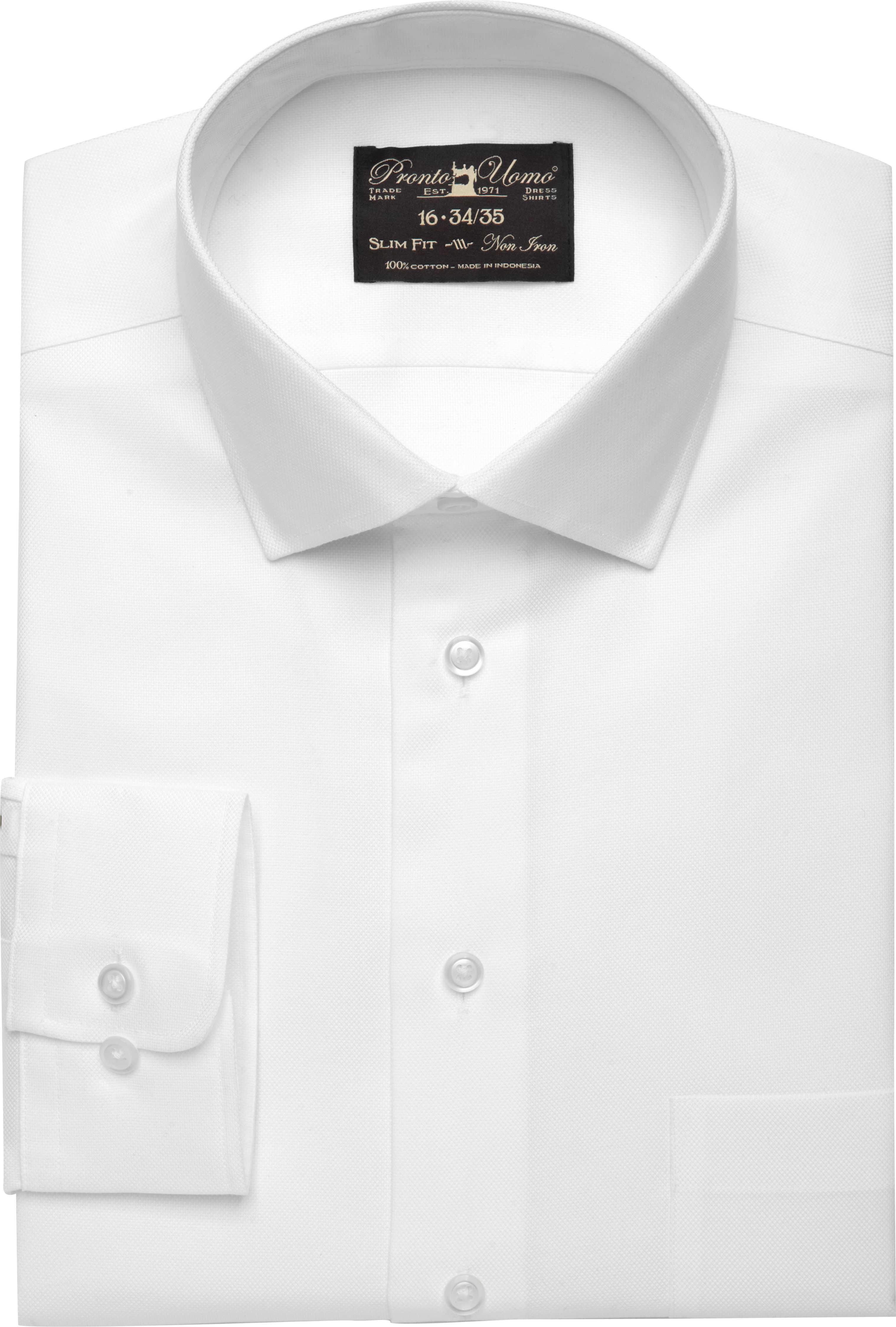 Pronto Uomo White Queen's Oxford Slim Fit Dress Shirt