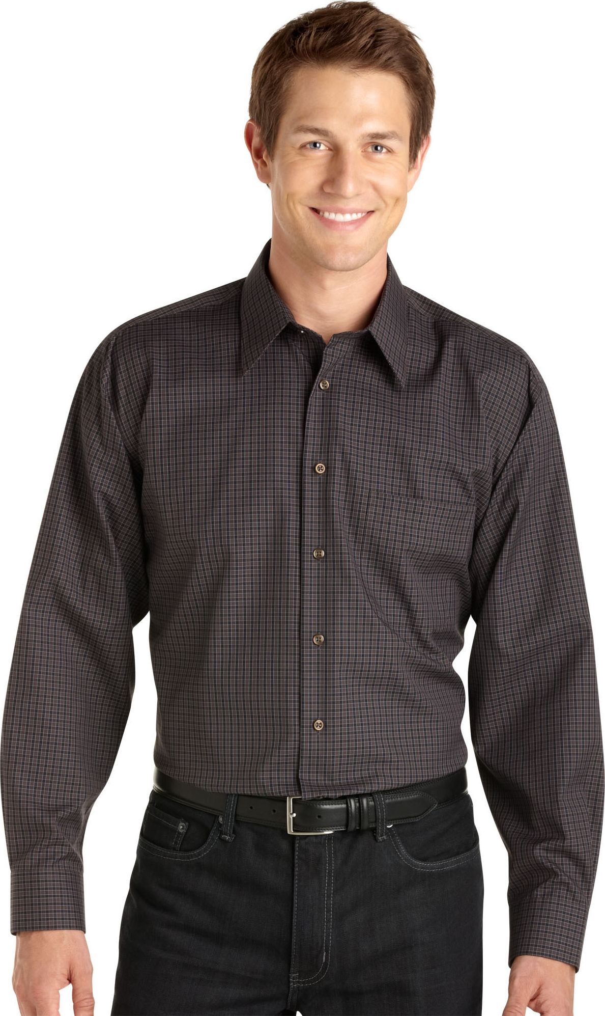Pronto Uomo Brown Check Woven Shirt