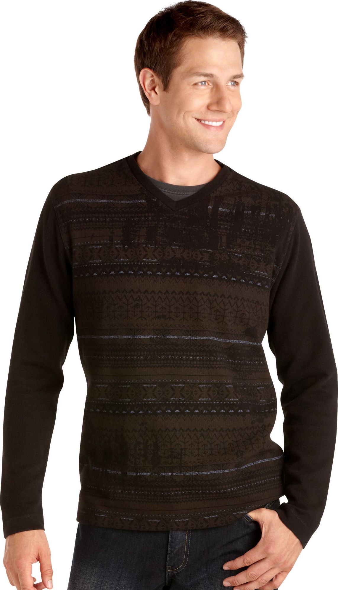 Pronto Blue V-Neck Sweater, Black