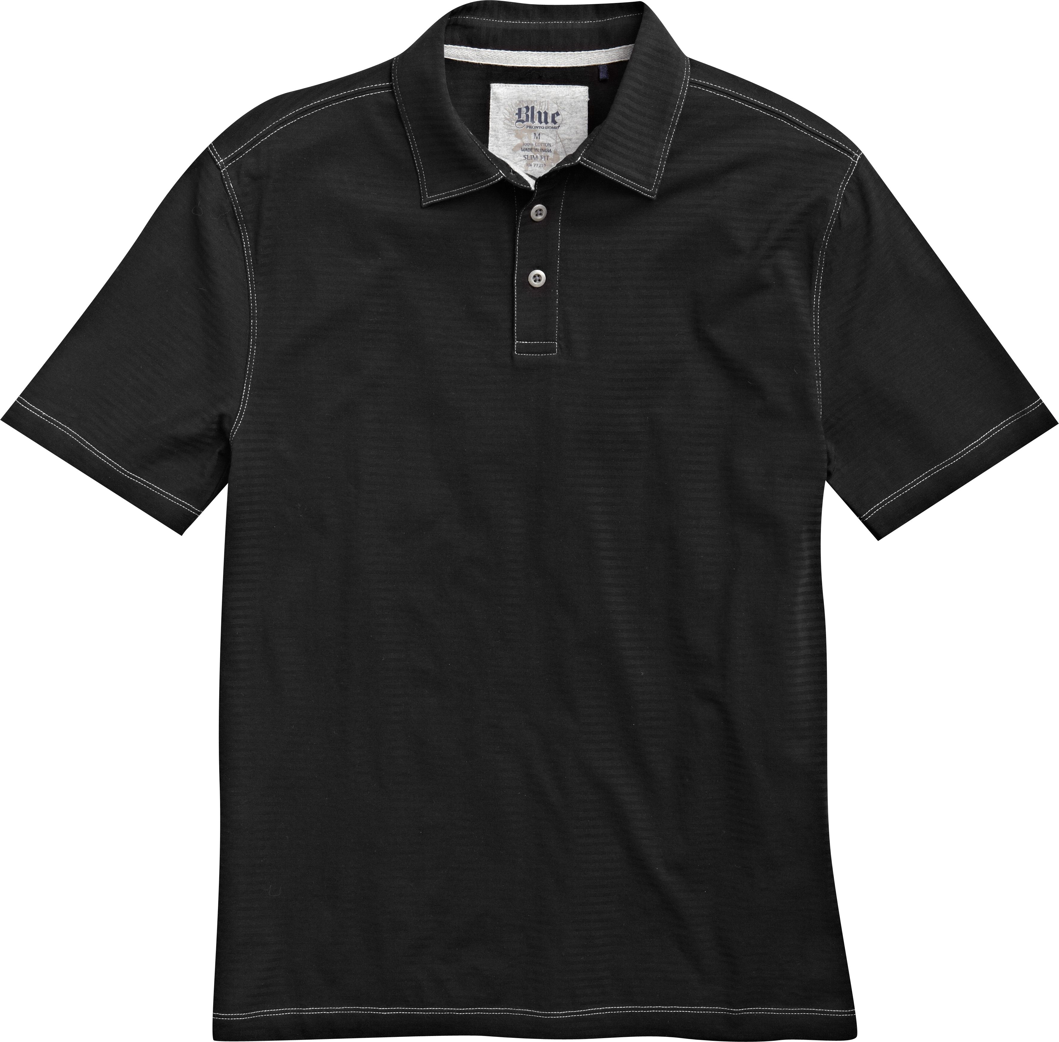 Pronto Blue Slim Fit Polo Shirt, Black Tonal Stripe