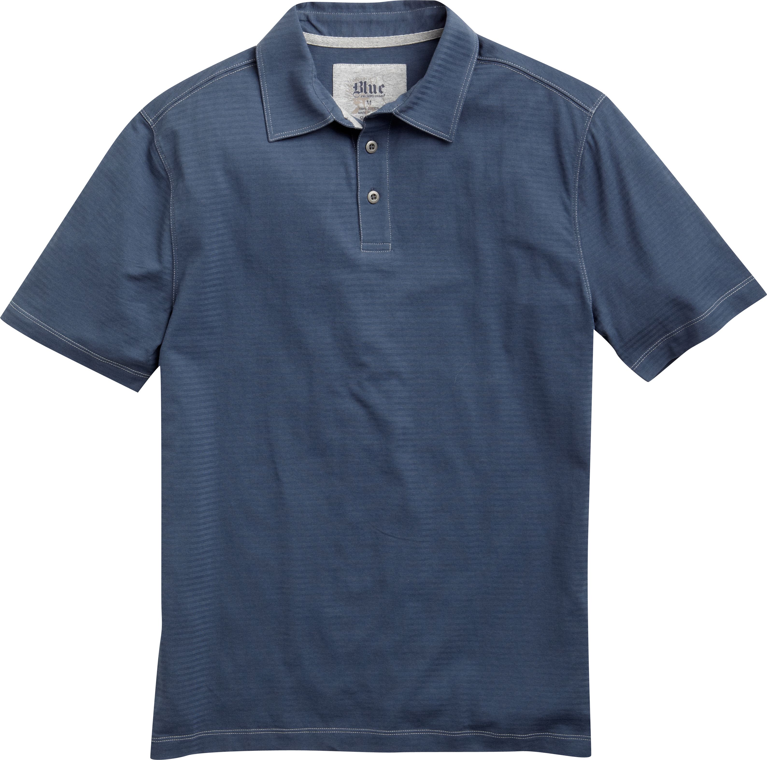 Pronto Blue Slim Fit Polo Shirt, Blue Tonal Stripe