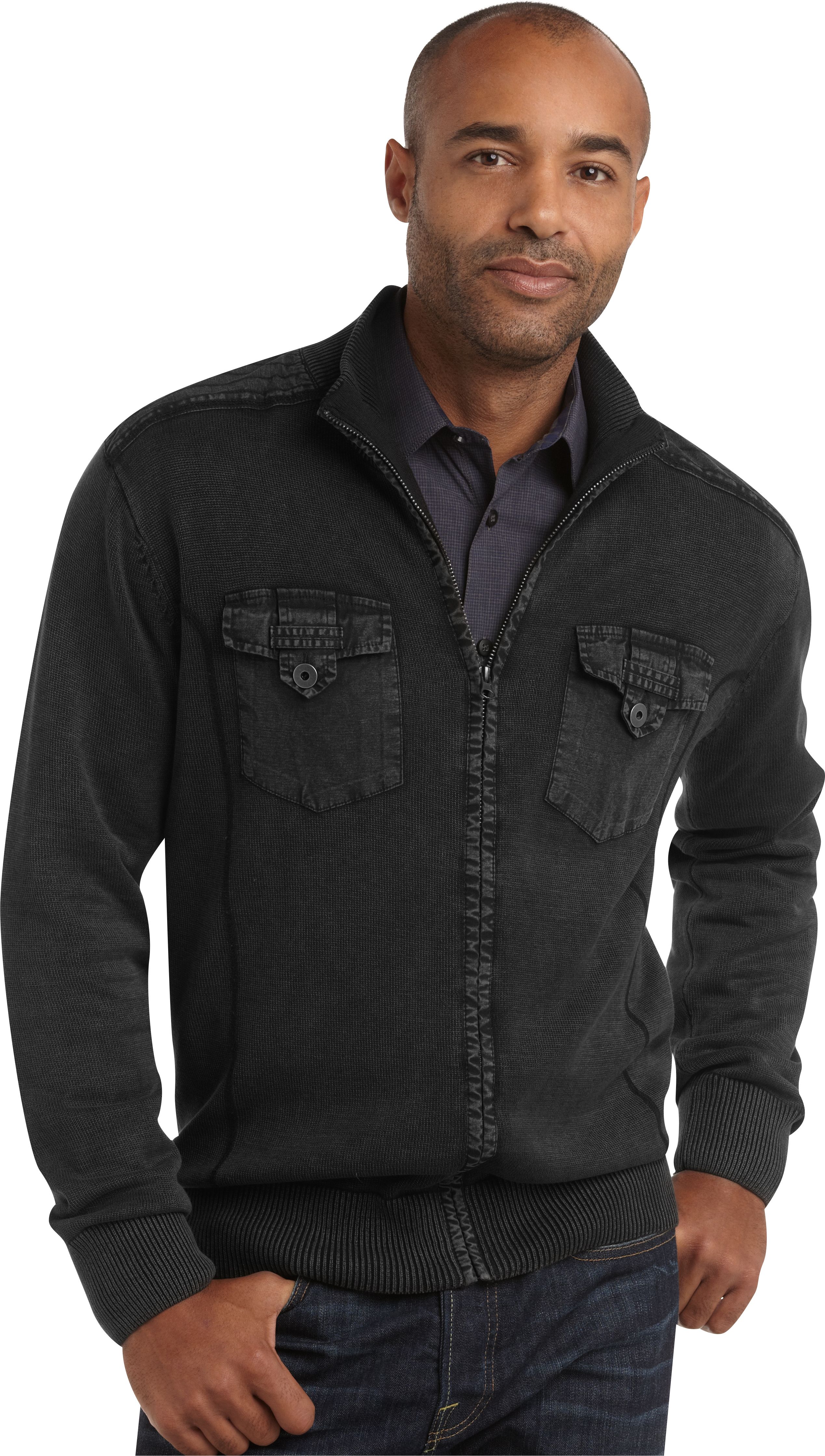 Pronto Blue Full-Zip Knit Sweater, Black