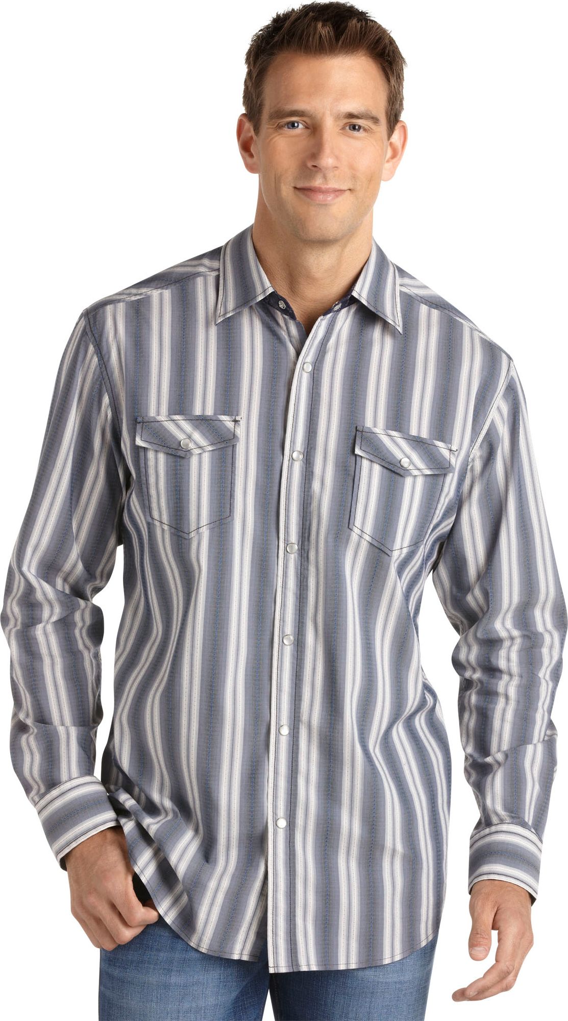 Pronto Blue Woven Shirt Blue Stripe