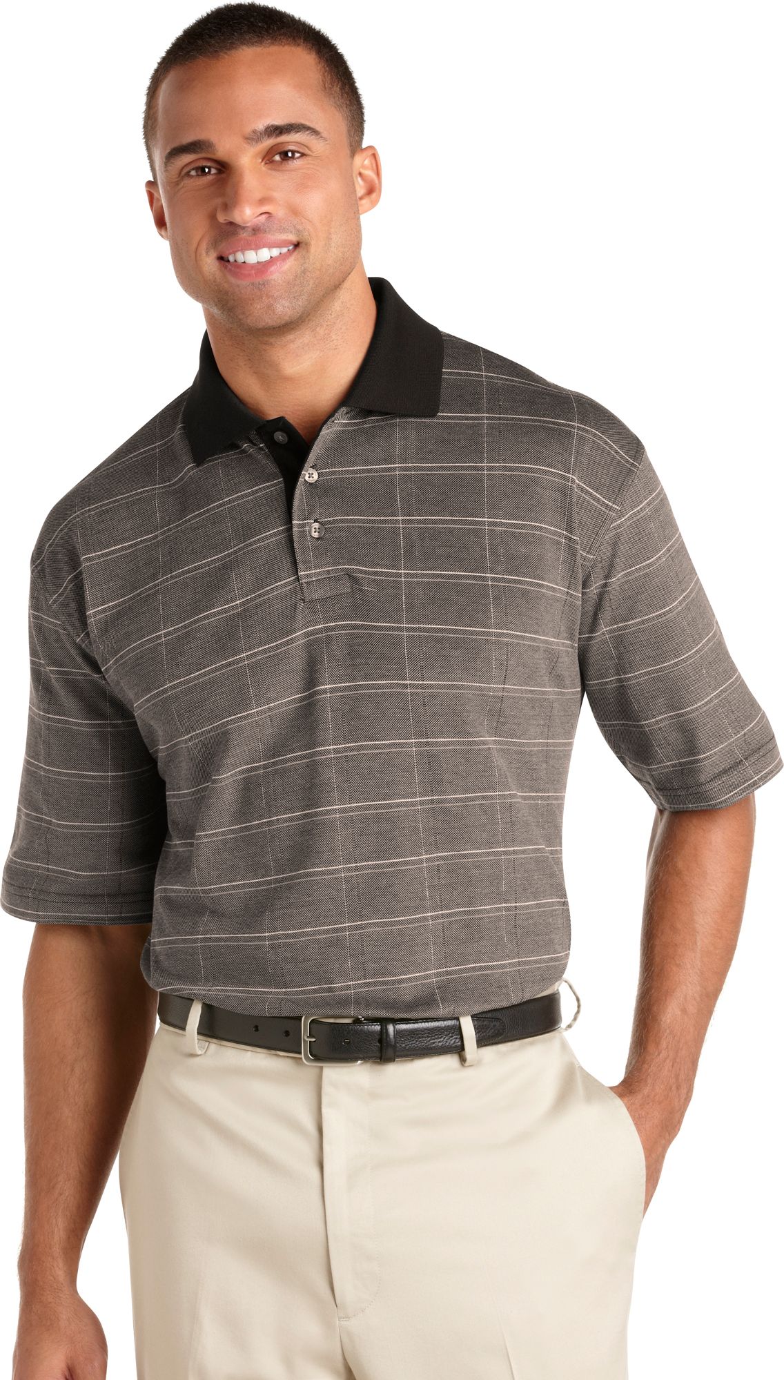 Pronto Sport Black Plaid Polo Shirt