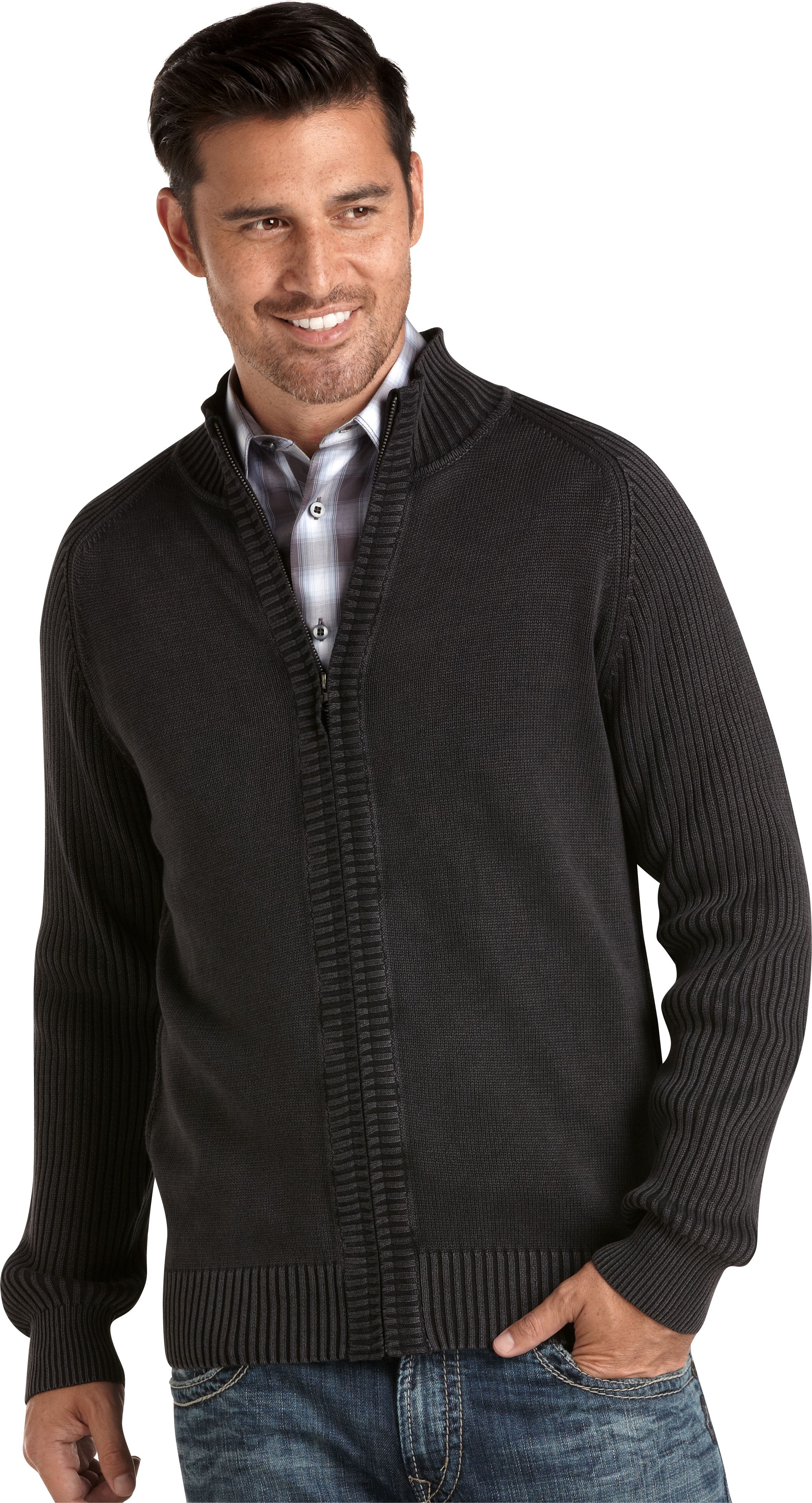 Pronto Blue Full Zip Sweater, Black