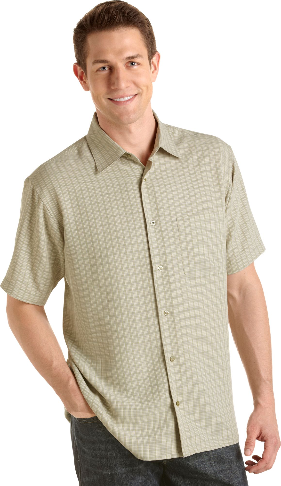 Pronto Uomo Celery Plaid Camp Collar Shirt
