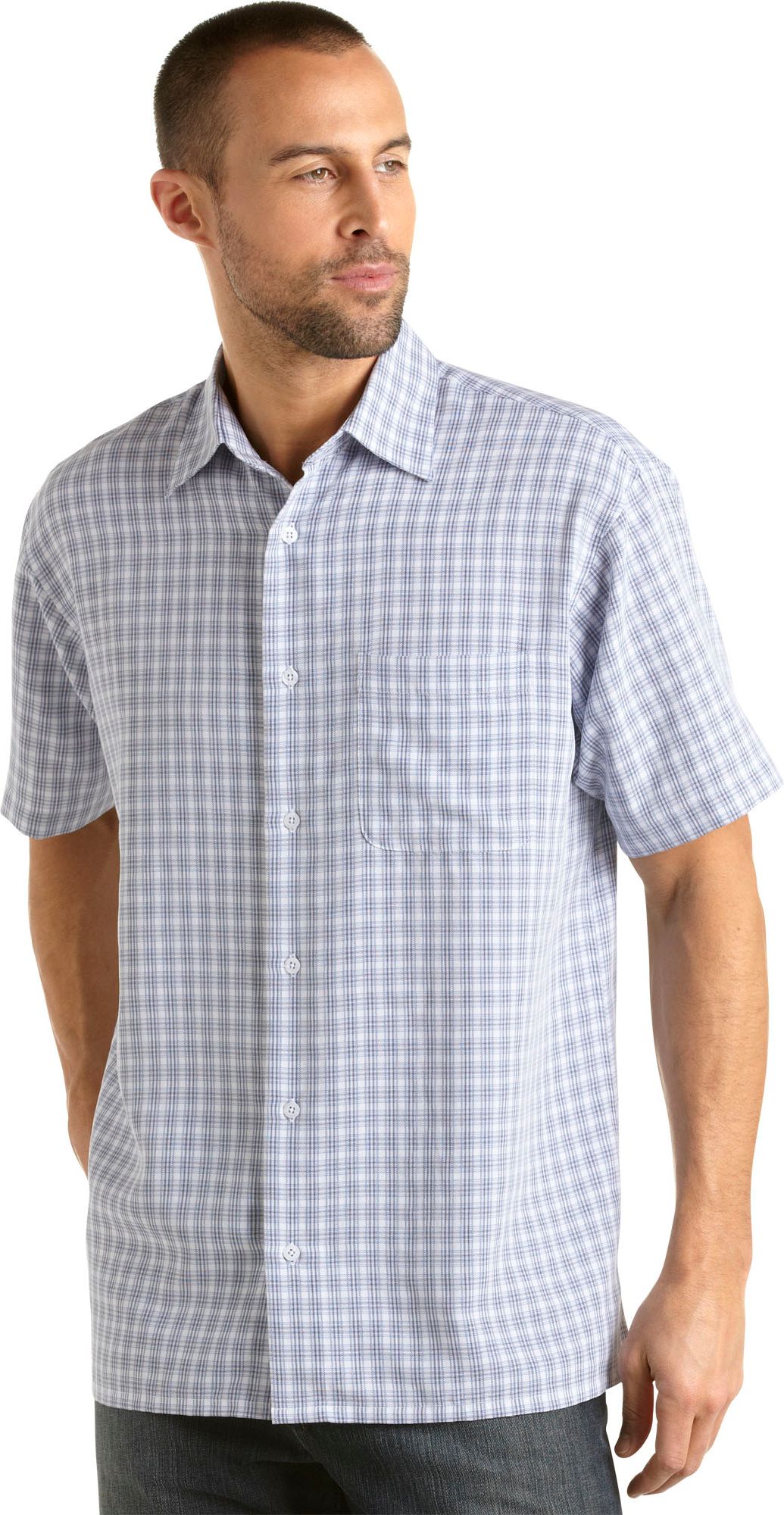 Pronto Uomo White Plaid Camp Collar Shirt