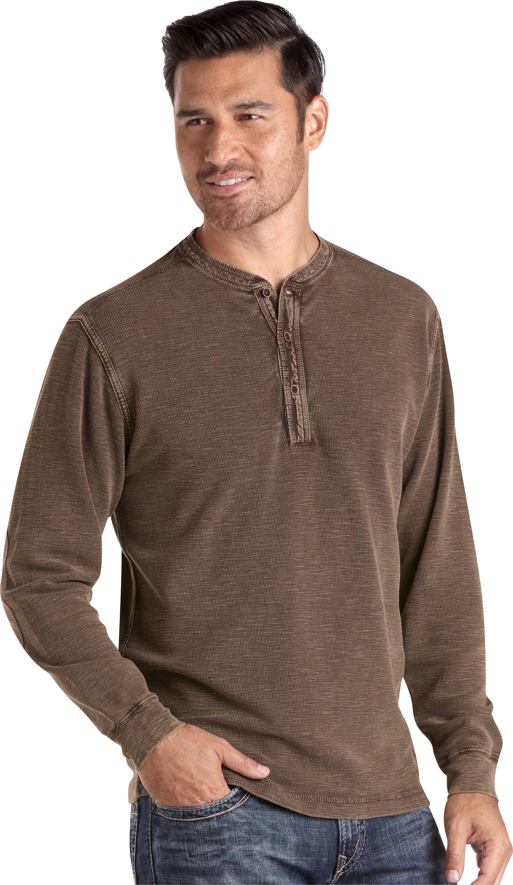 Pronto Blue Henley Sweater, Brown