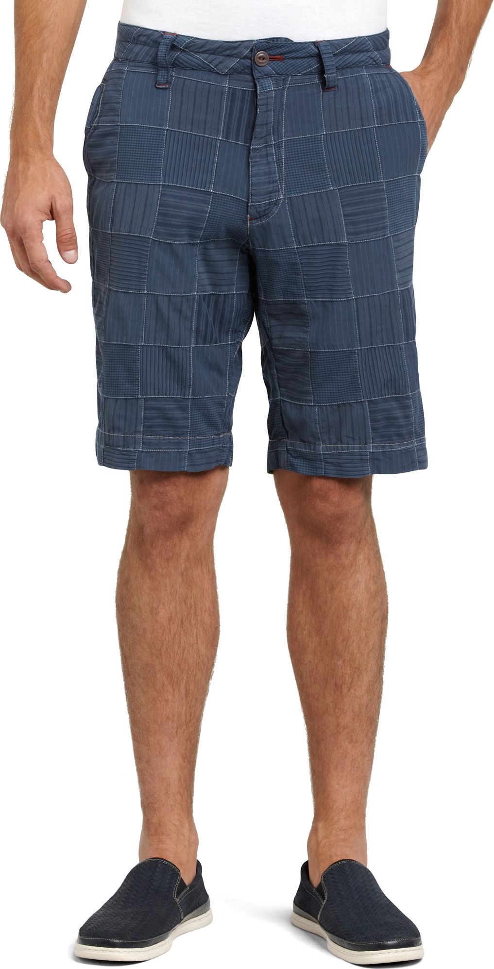 Pronto Blue Patchwork Shorts, Blue