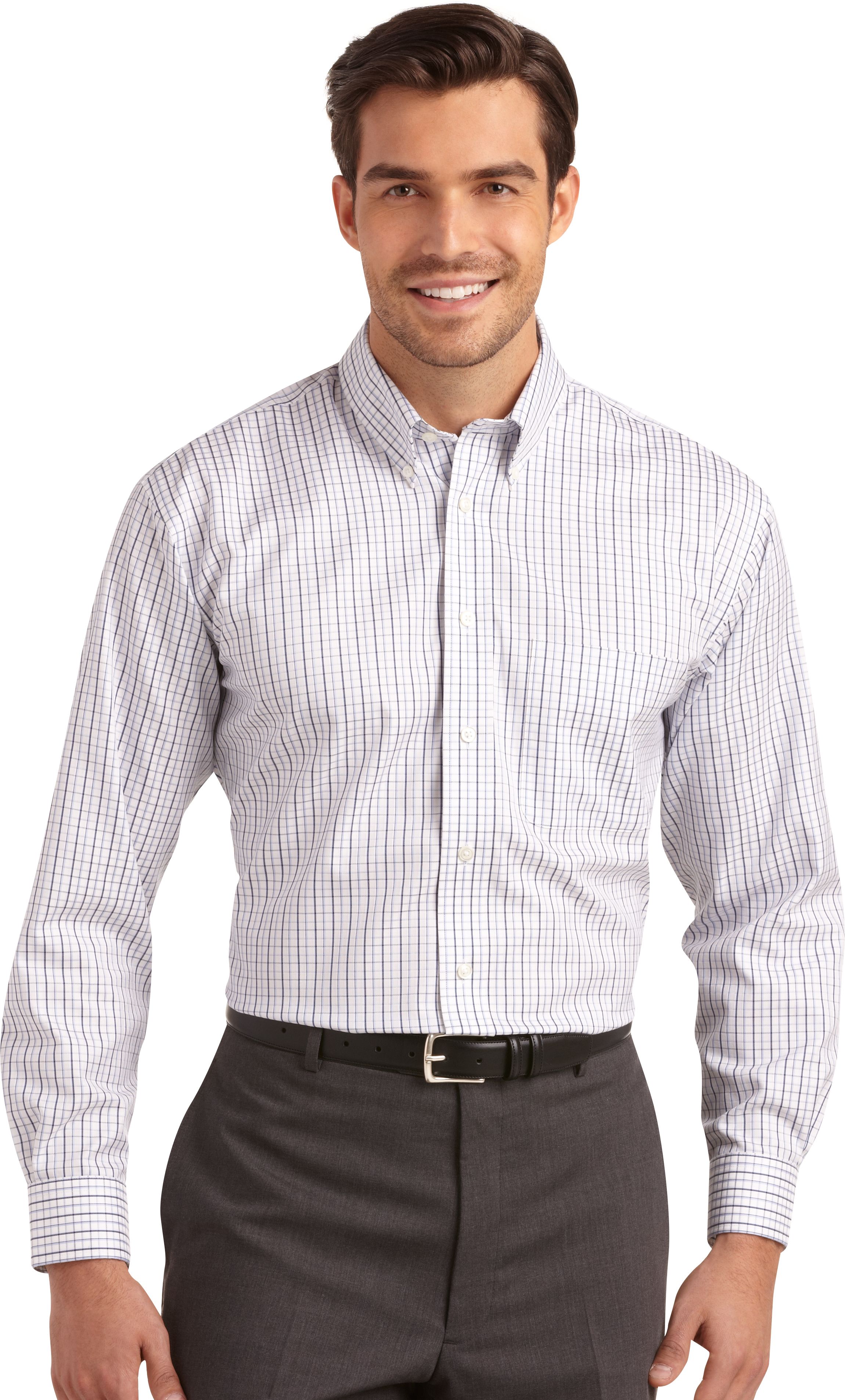 Joseph & Feiss White and Blue Check Buttondown Sport Shirt