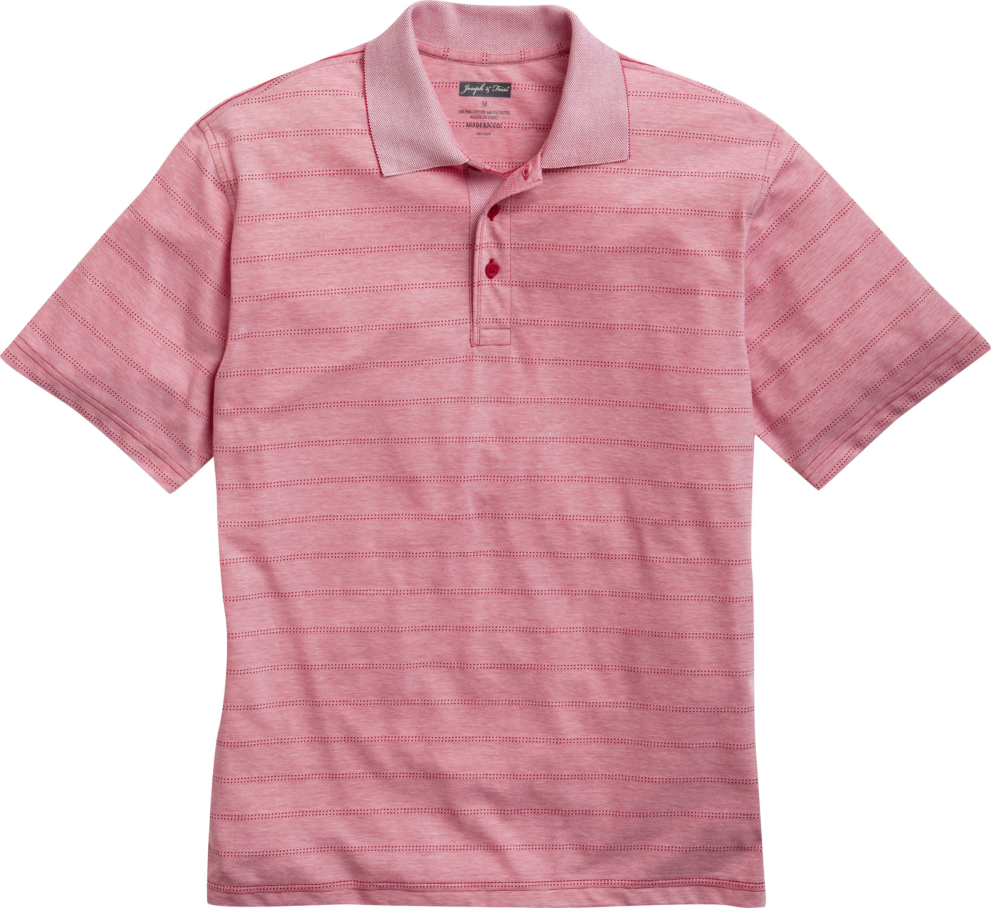 Joseph & Feiss Red Dotted Stripe Modern Fit Polo Shirt