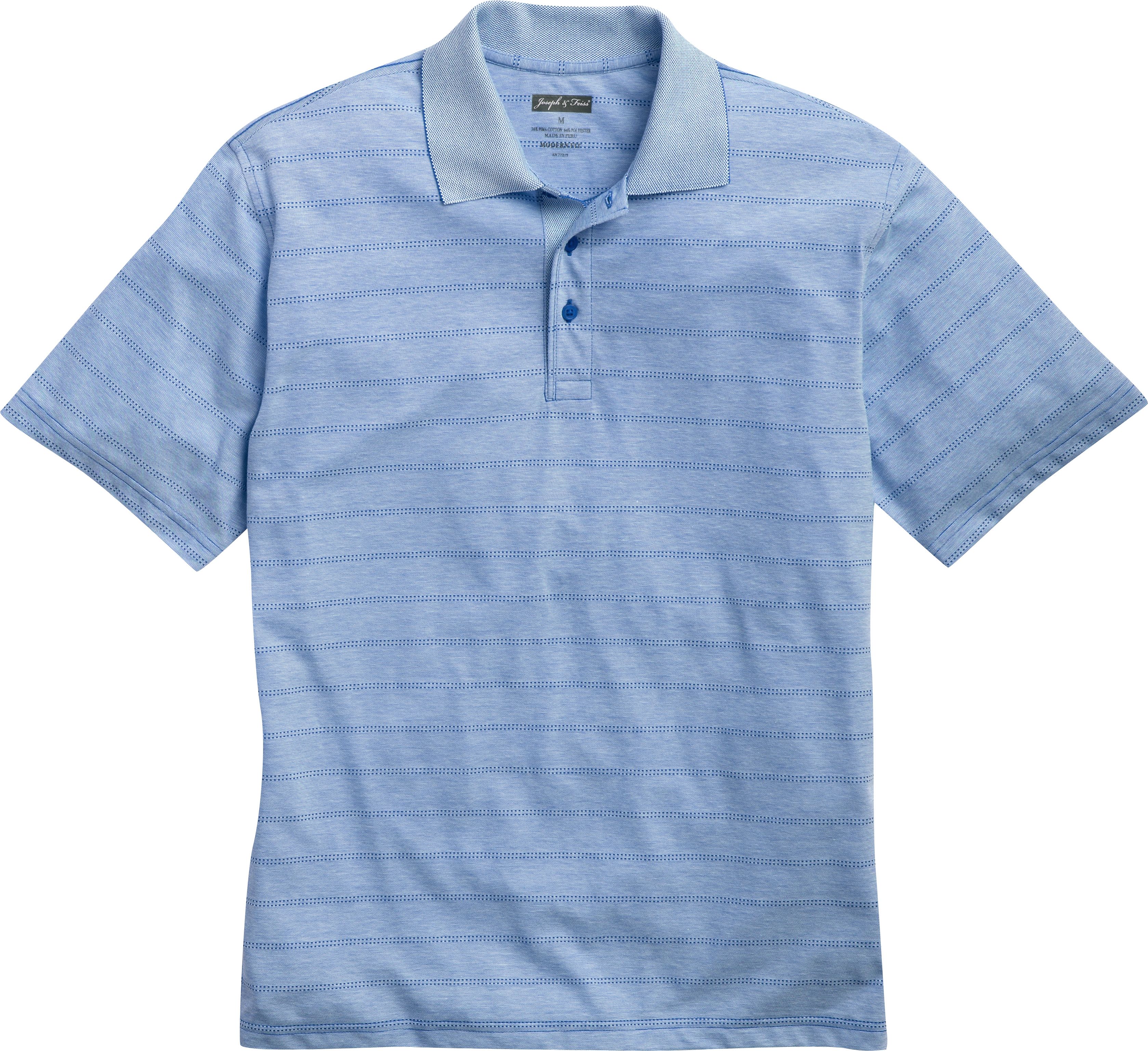 Joseph & Feiss Blue Dotted Stripe Modern Fit Polo Shirt