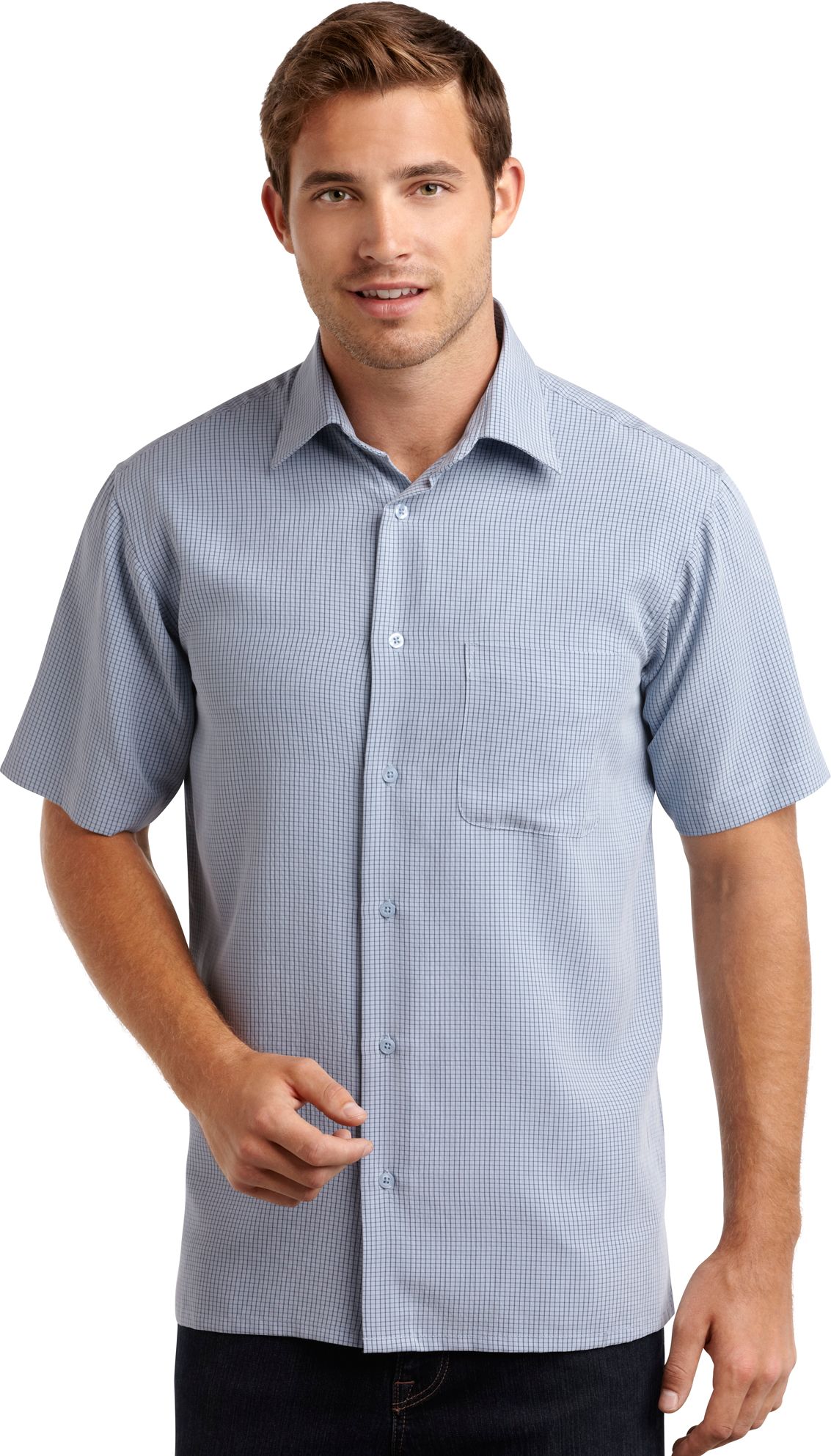 Pronto Uomo Blue Check Camp Collar Shirt