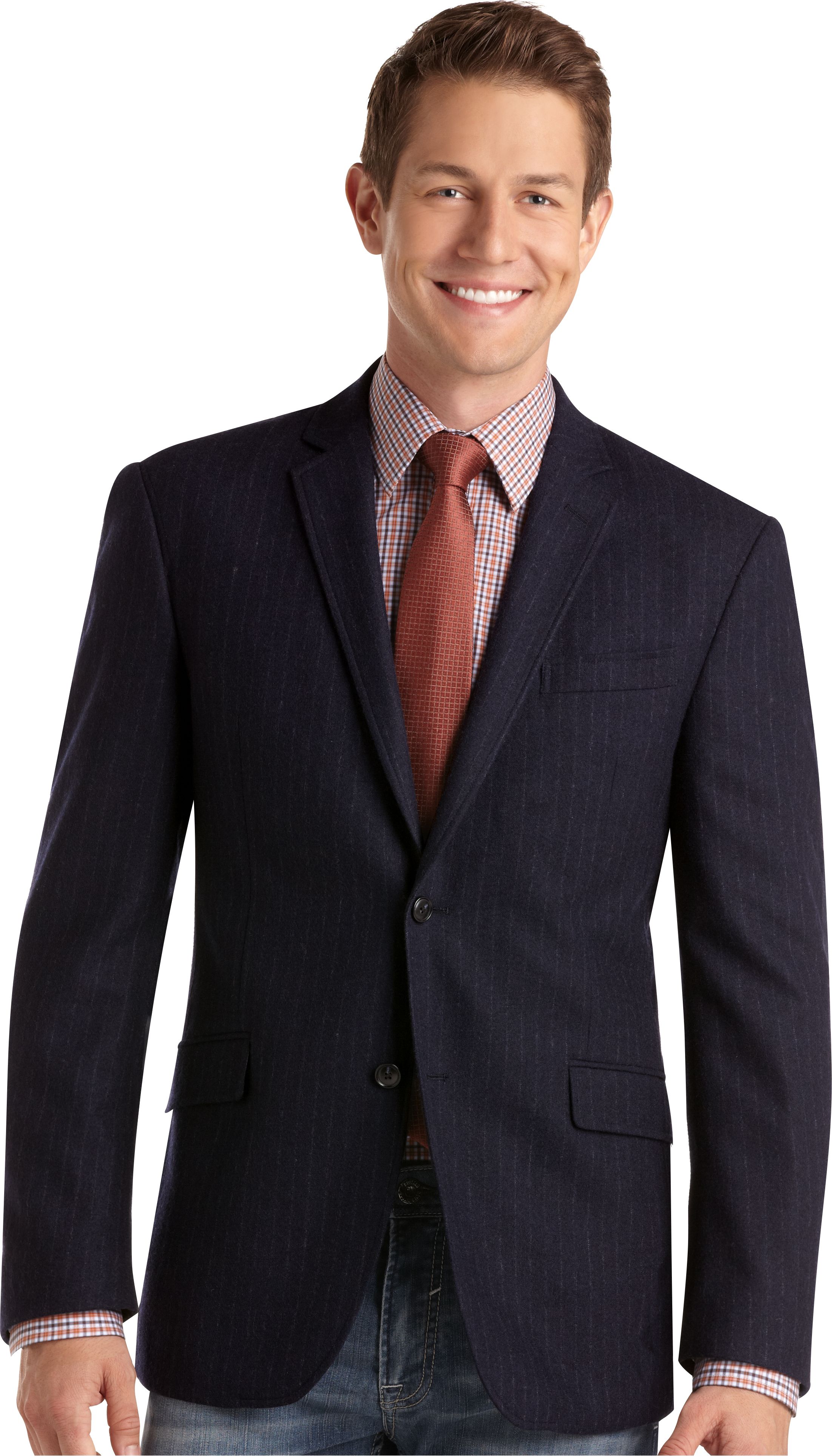 Pronto Blue Casual Jacket, Navy Chalkstripe