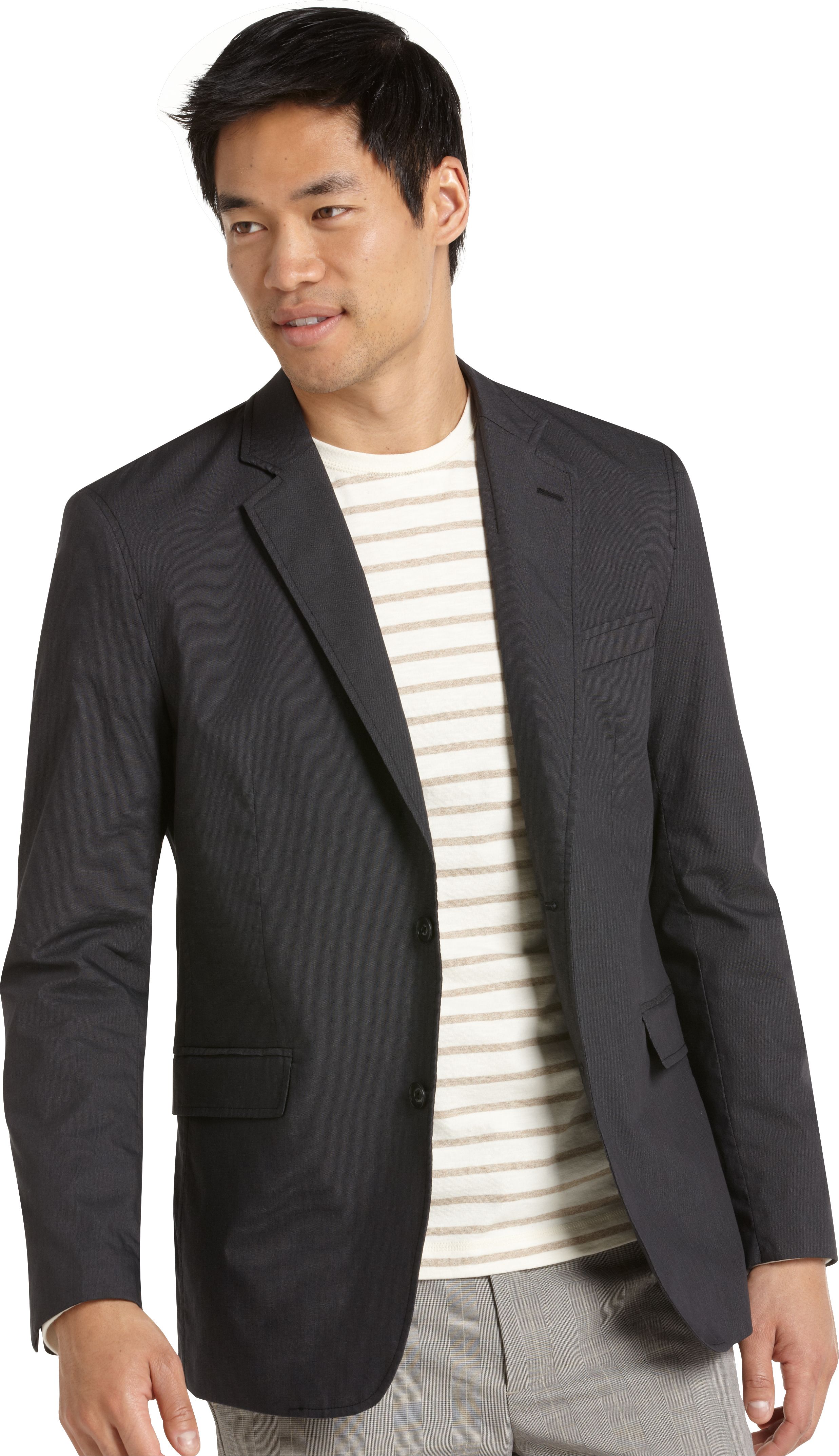 Pronto Blue Modern Fit Casual Jacket, Charcoal