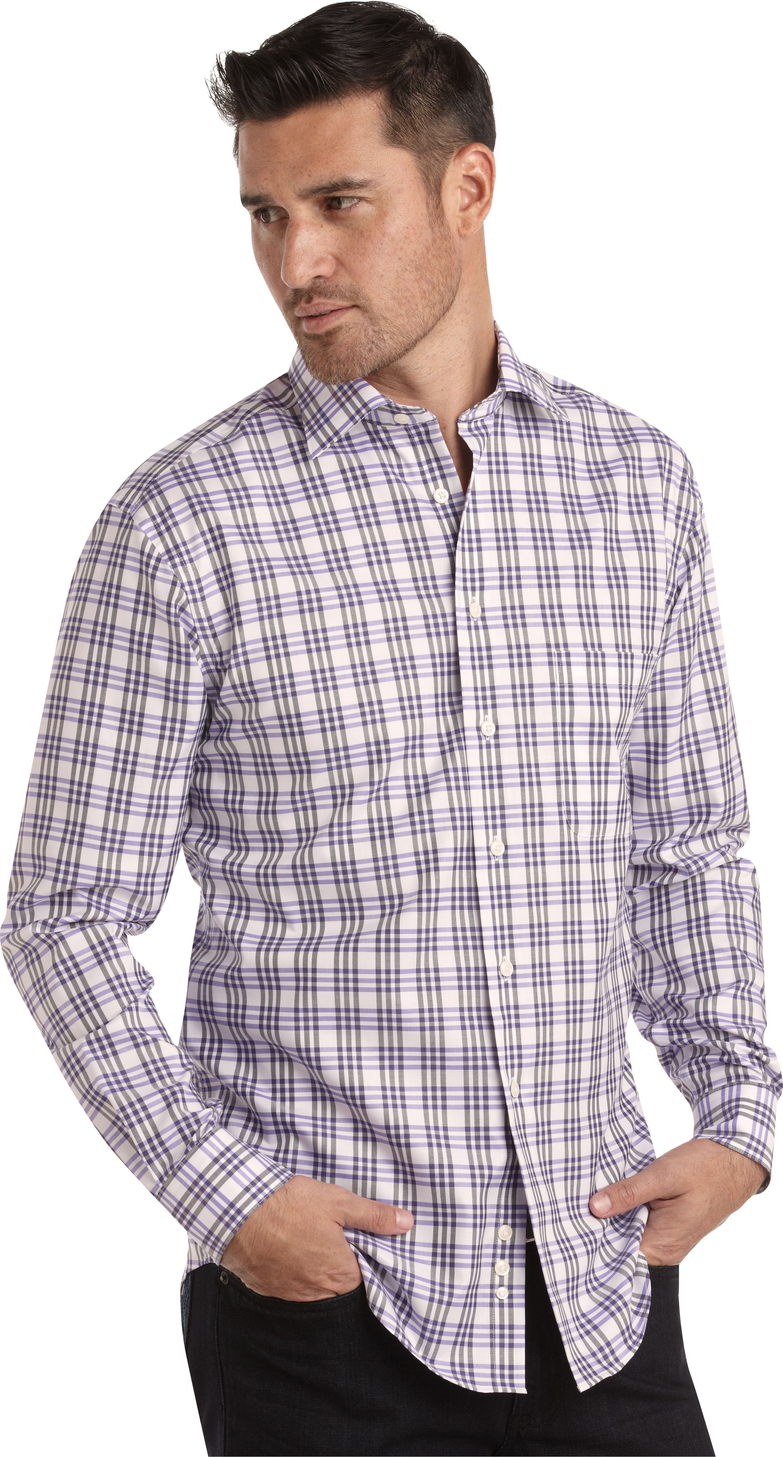 Pronto Uomo Lavender Plaid Modern Fit Sport Shirt