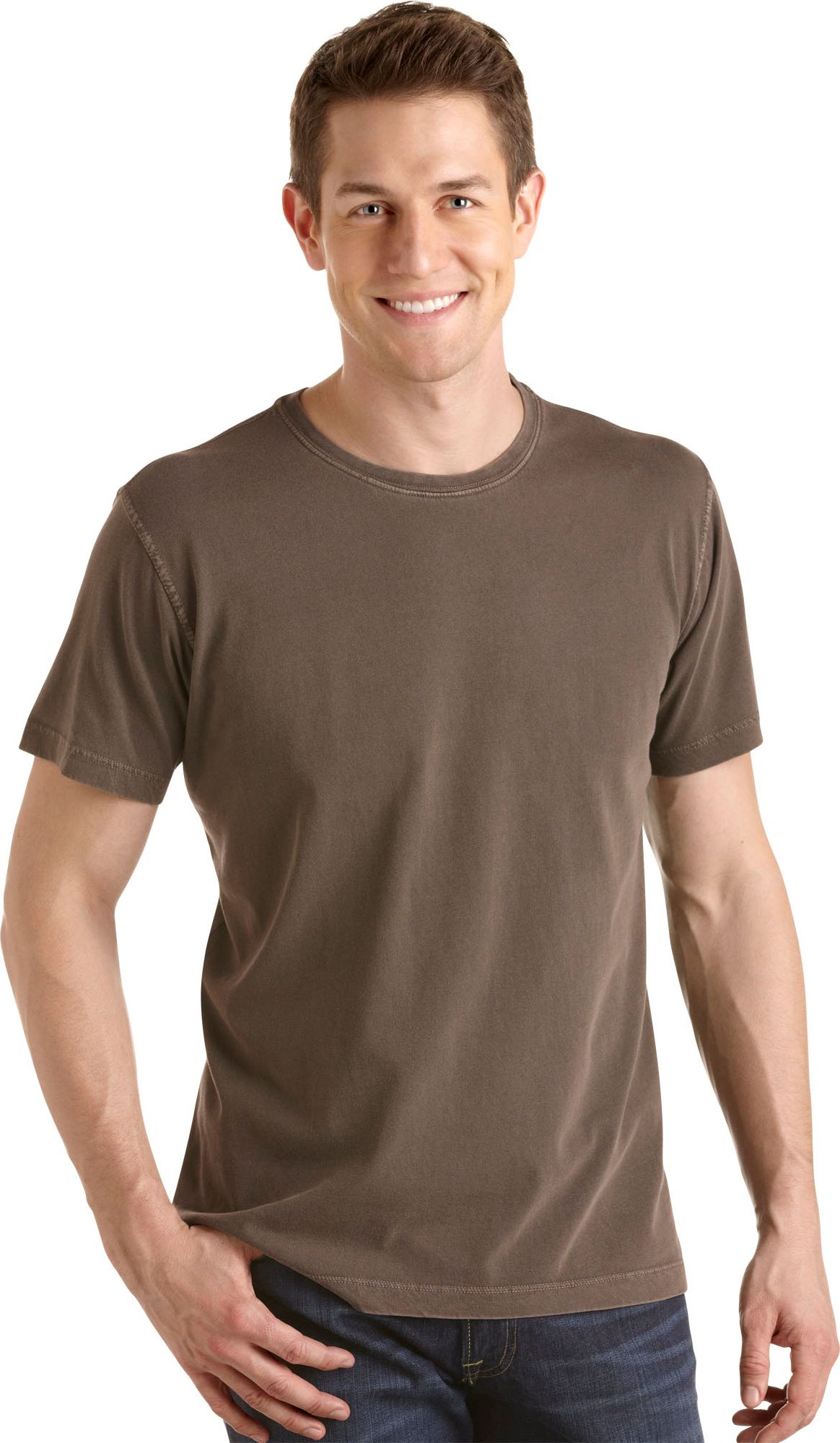 Pronto Blue Crewneck T-Shirt, Brown