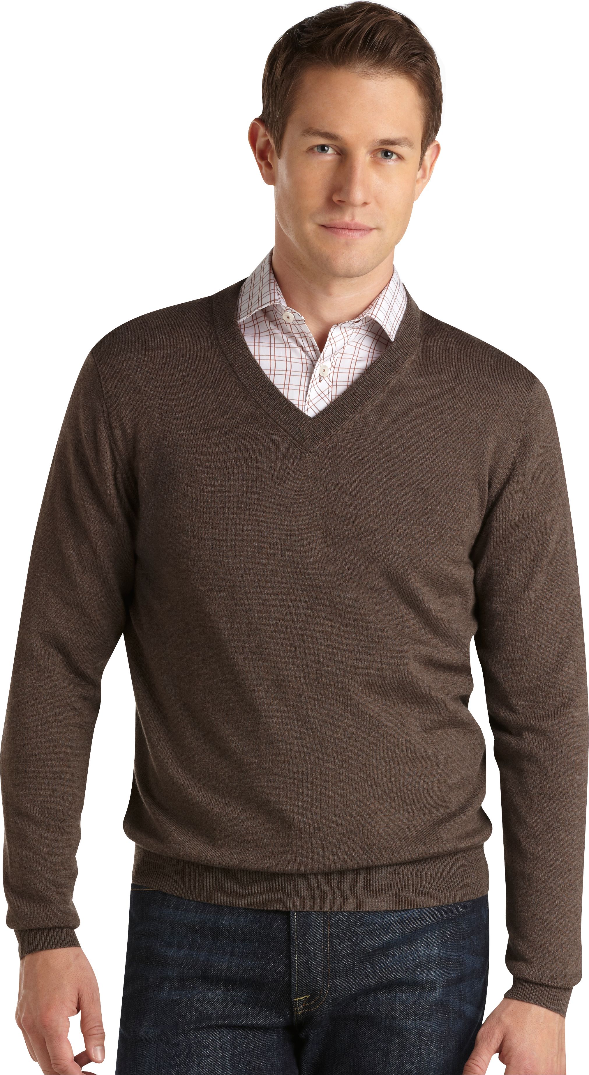 Pronto Uomo Brown V-Neck Sweater