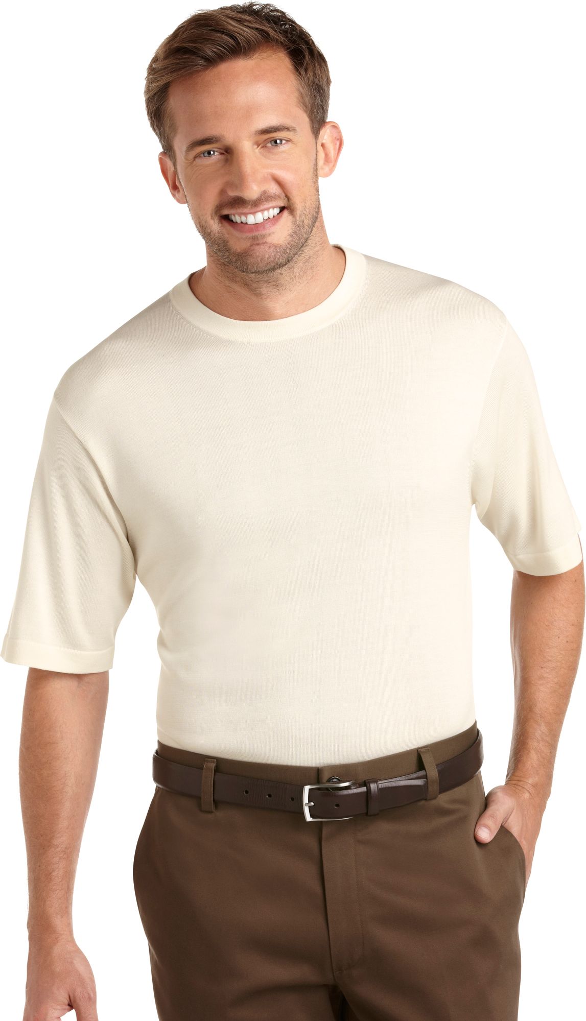 Pronto Uomo Silk T-Shirt, Linen Color