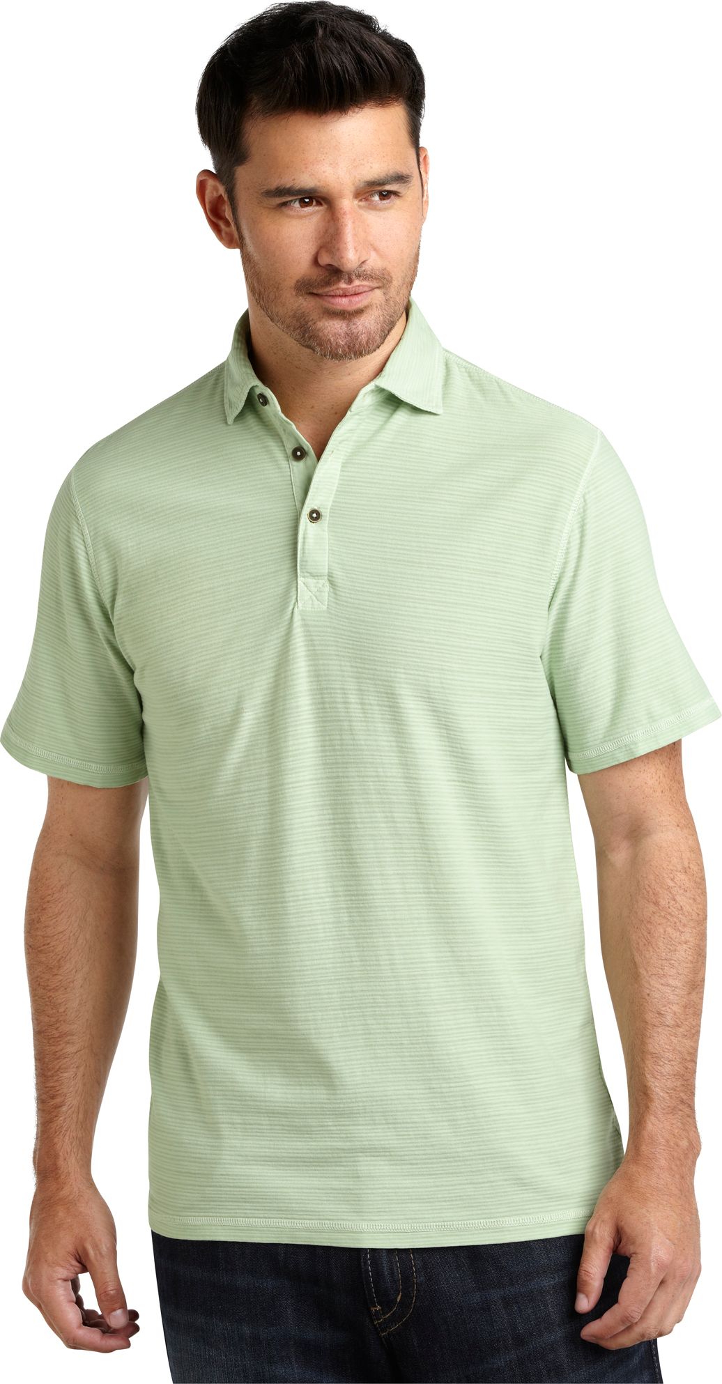 Pronto Blue Polo Shirt, Light Green Stripe