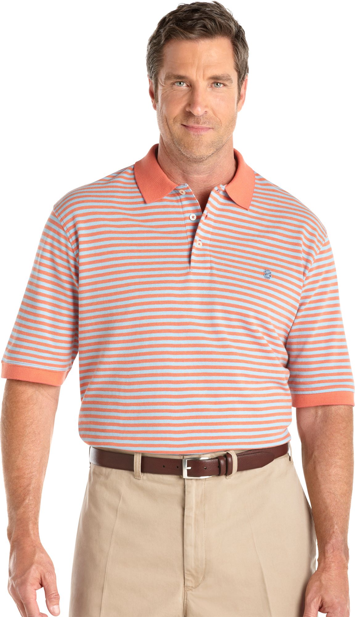 Izod Coral Stripe Polo Shirt