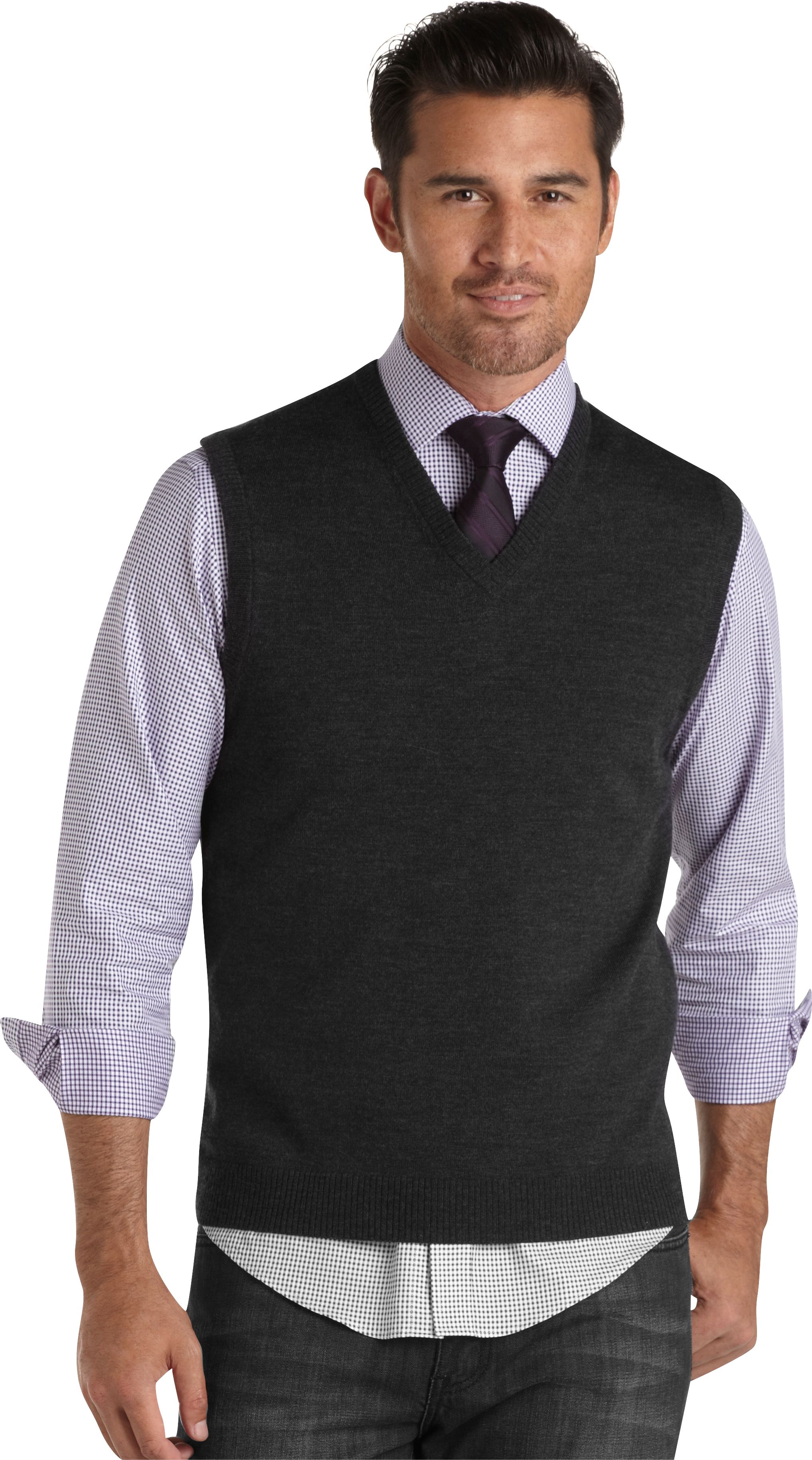 Pronto Uomo Charcoal V-Neck Sweater Vest