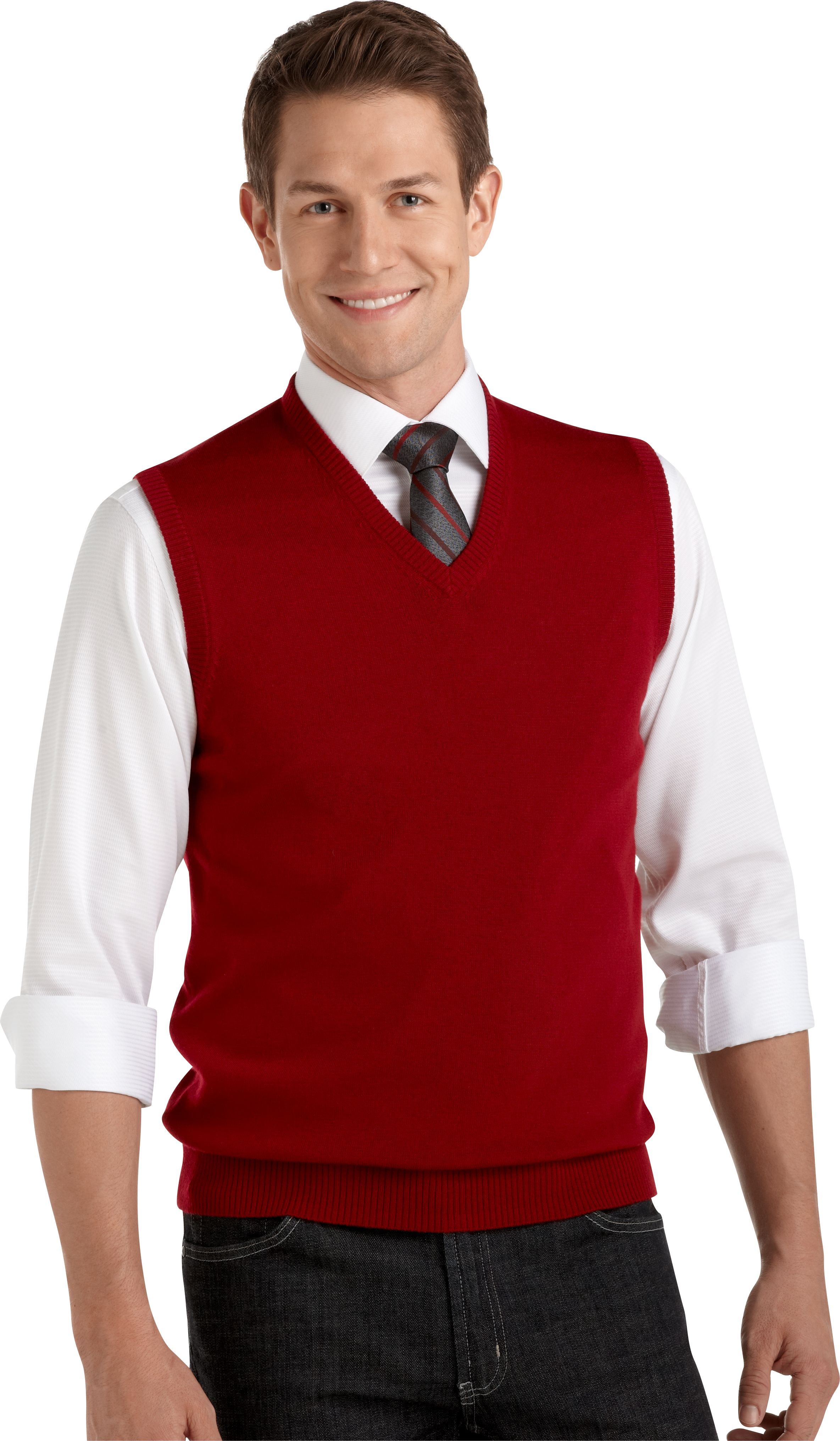 Pronto Uomo Red V-Neck Sweater Vest