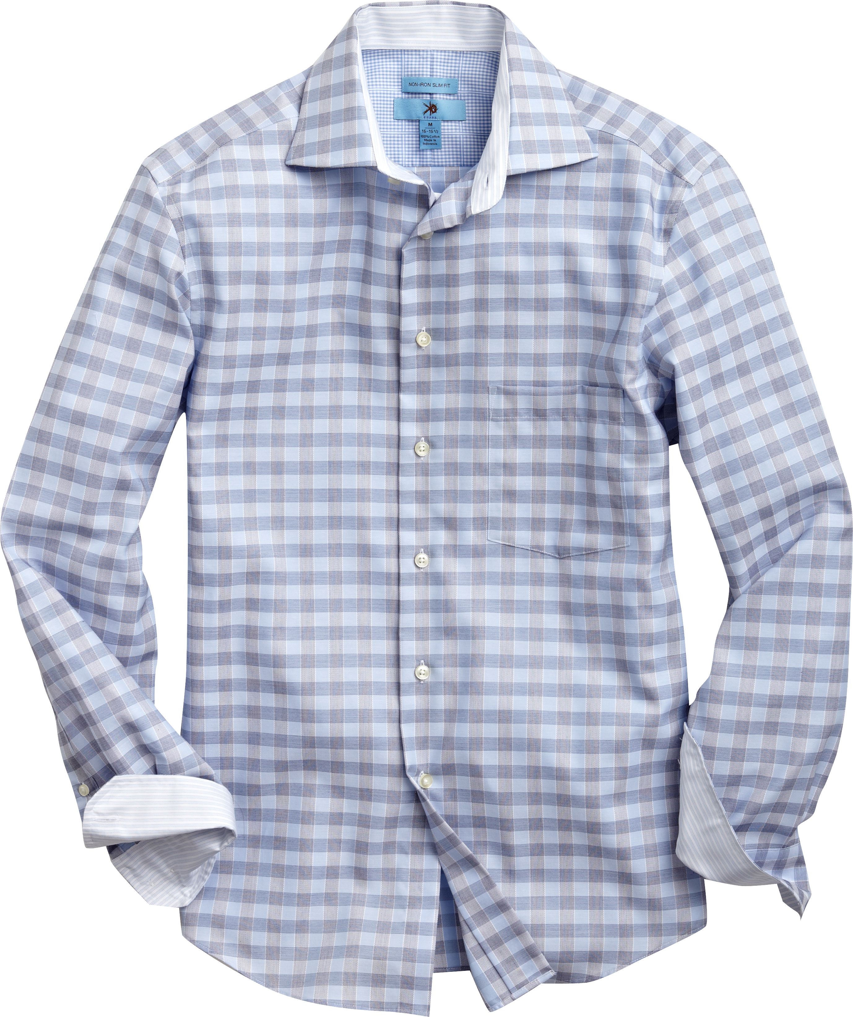 Egara Blue Check Slim Fit Sport Shirt