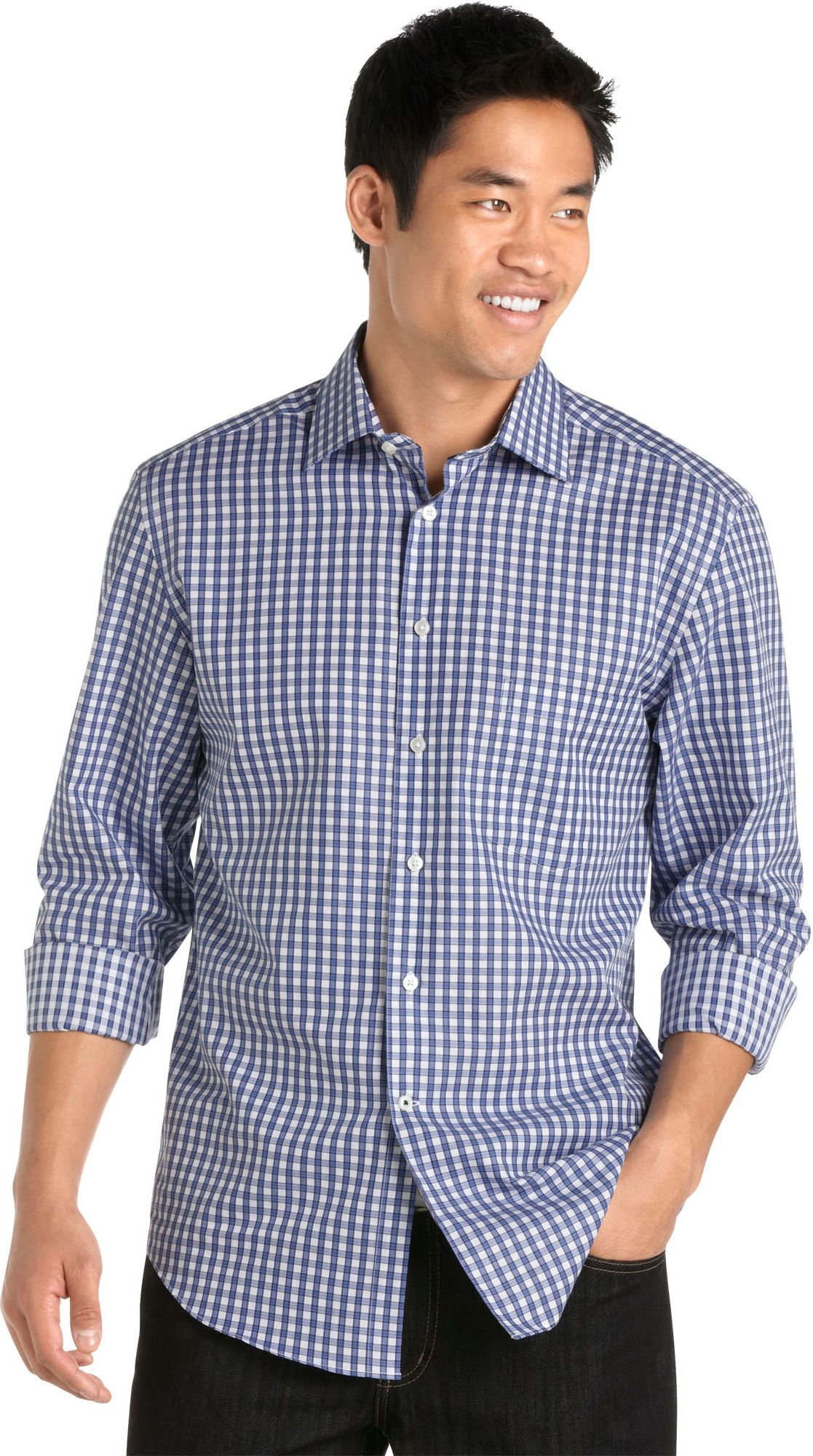 Pronto Uomo Navy Plaid Woven Shirt