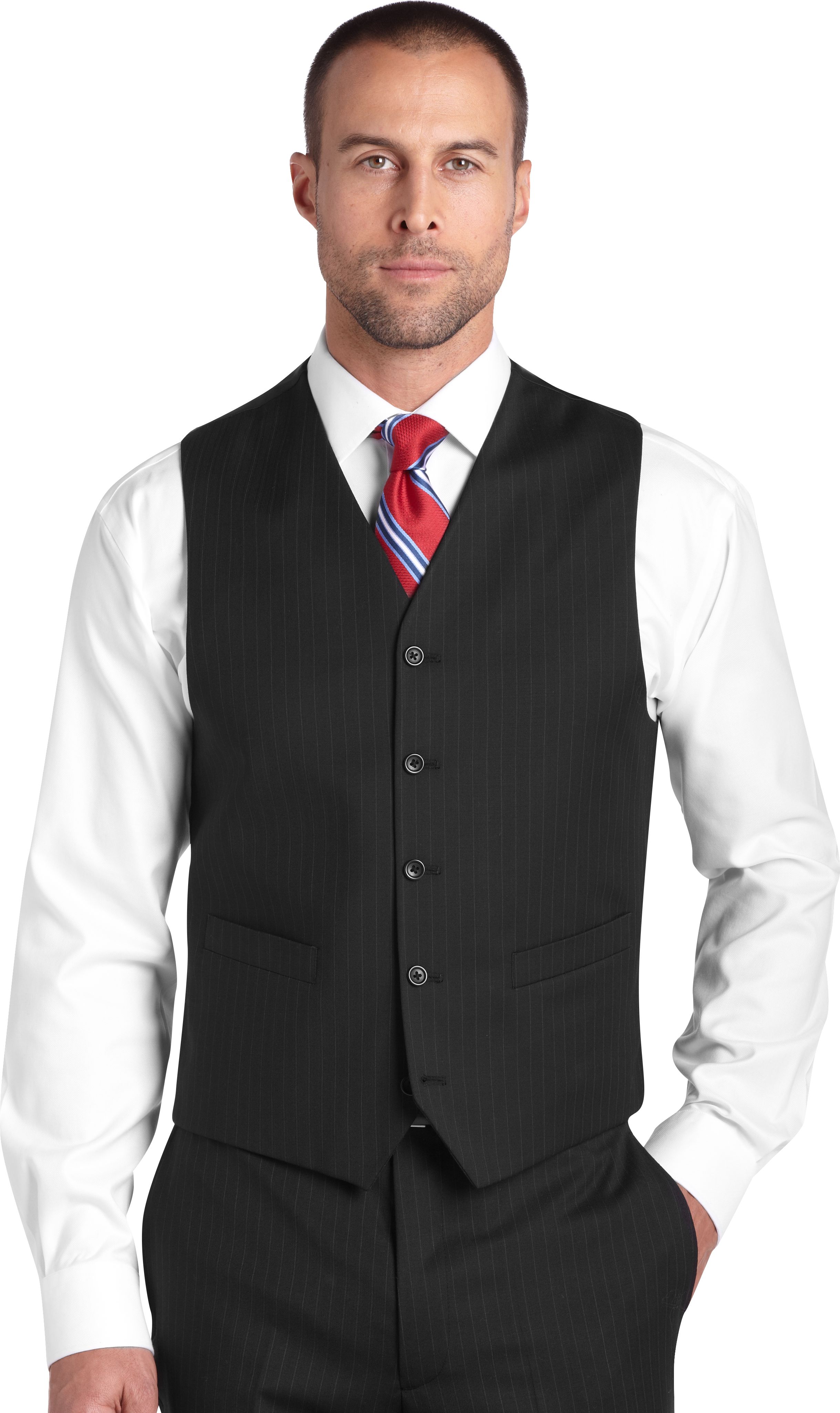 Pronto Uomo Platinum Suit Separates Vest Black Pinstripe