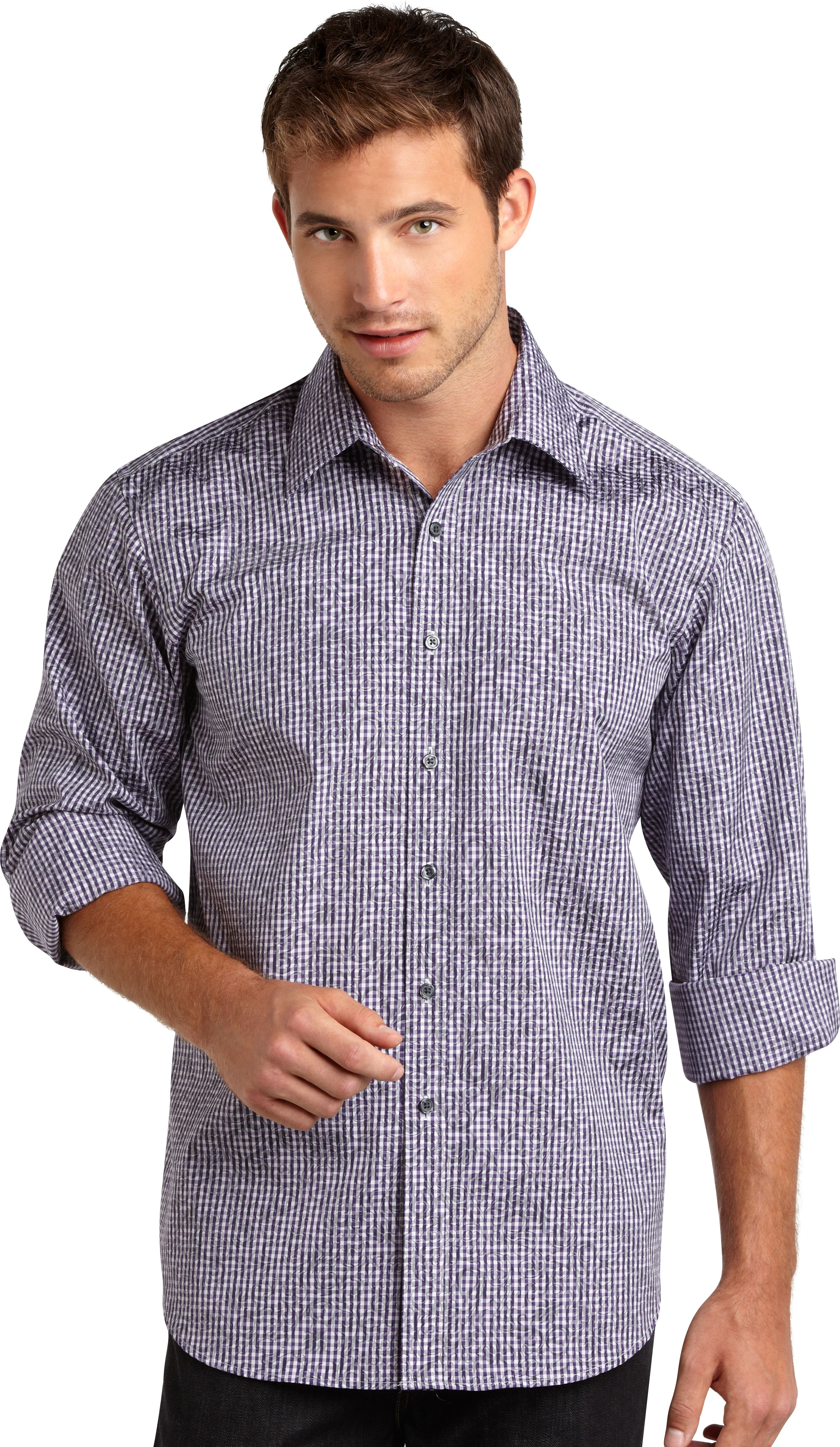 Pronto Uomo Purple Stripe Sport Shirt