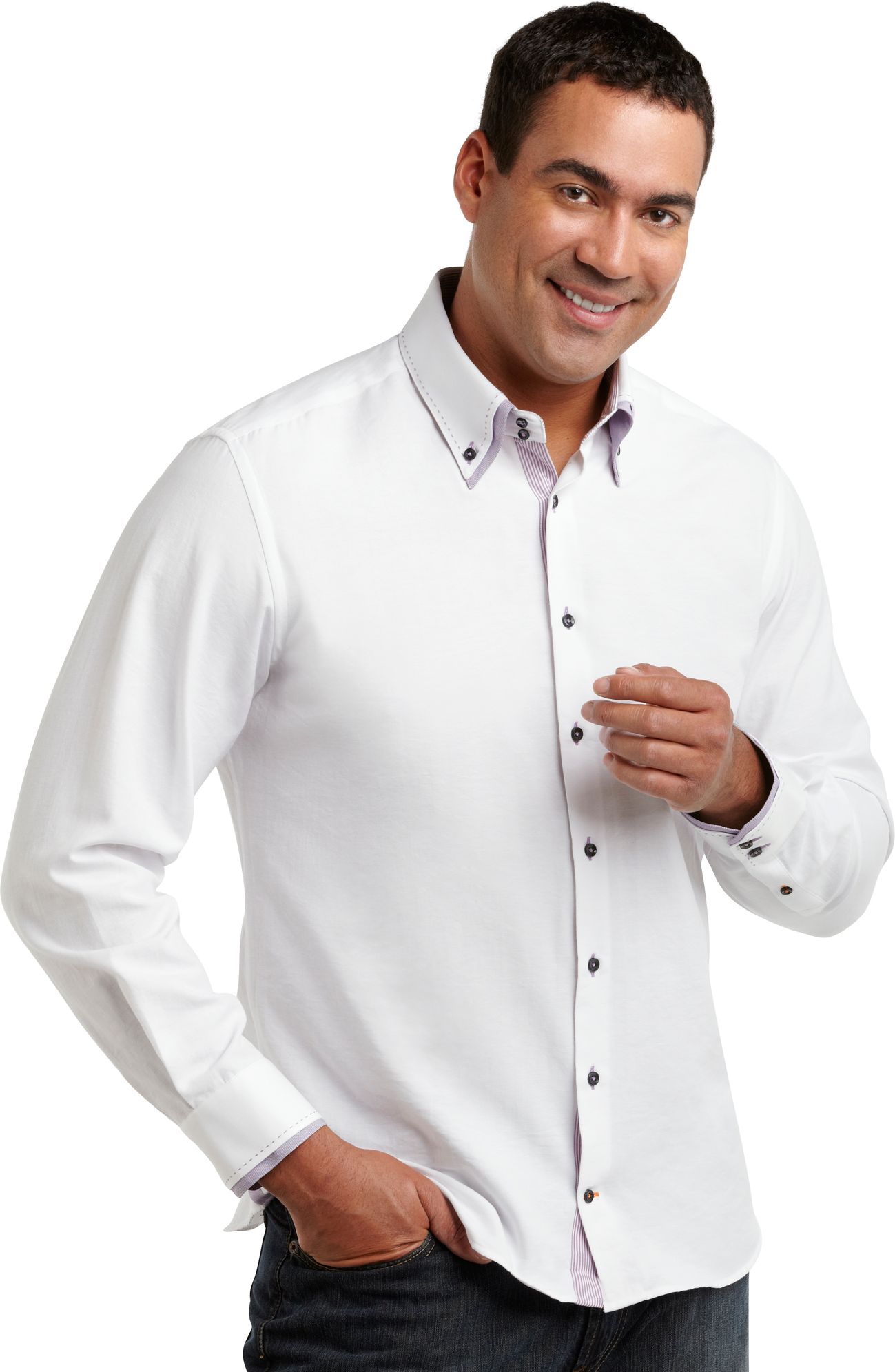 M. Benisti White Double Collar Sport Shirt