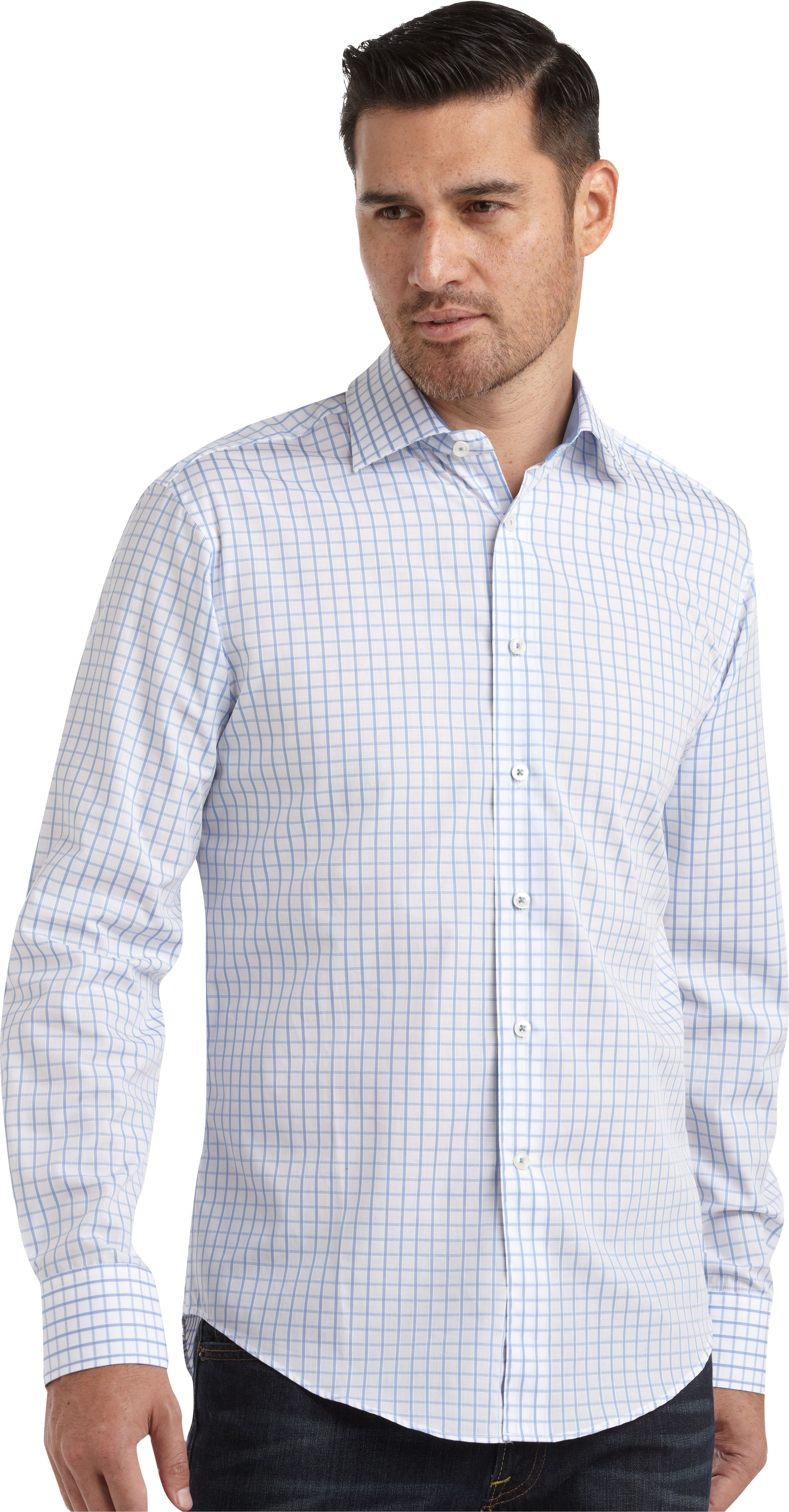 Egara Blue Check Slim Fit Sport Shirt