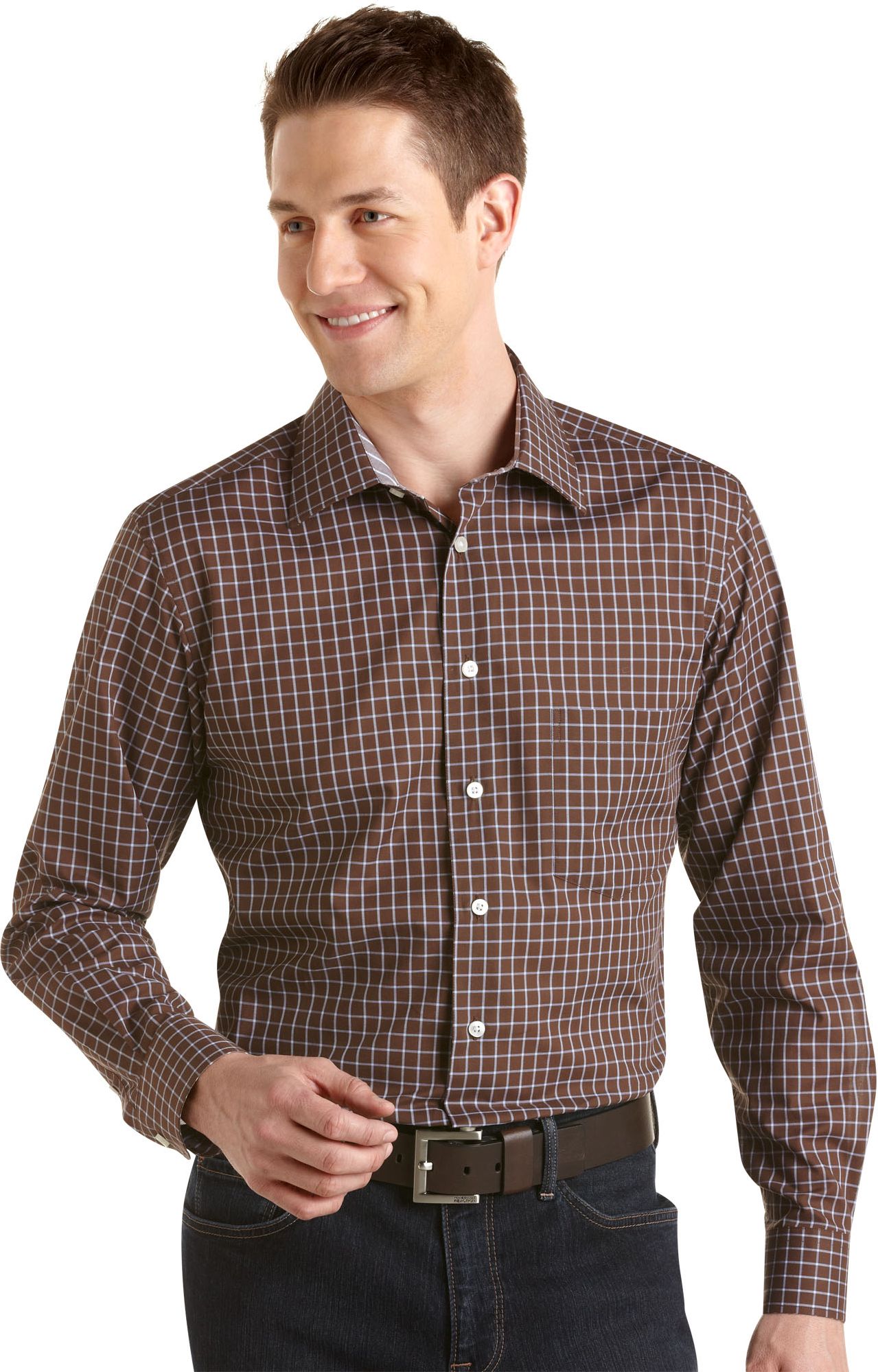 Egara Brown and Blue Check Sport Shirt