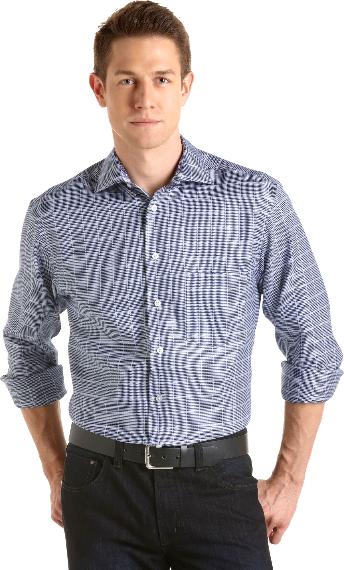 Egara Navy Plaid Sport Shirt