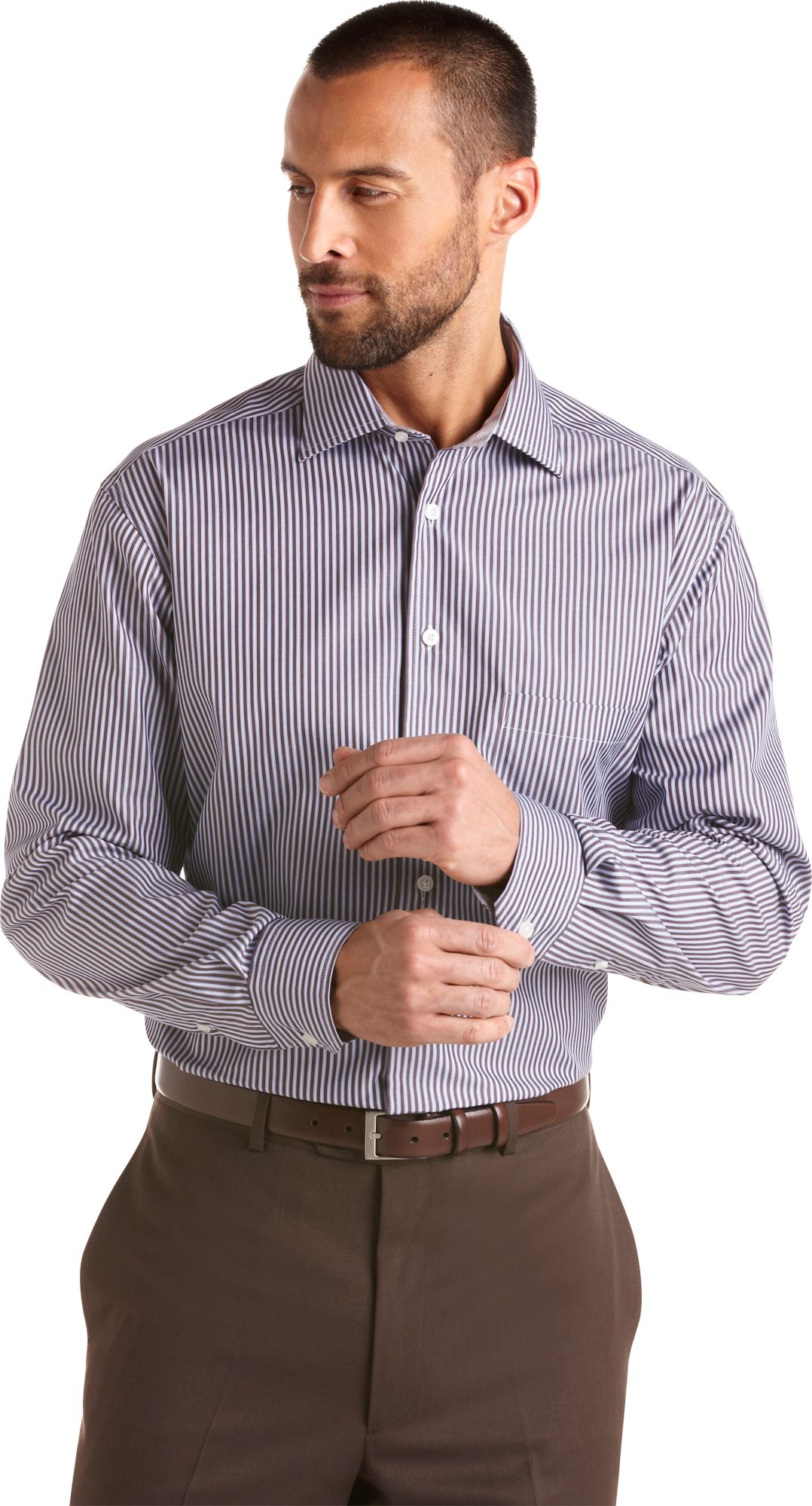 Egara Brown Stripe Sport Shirt
