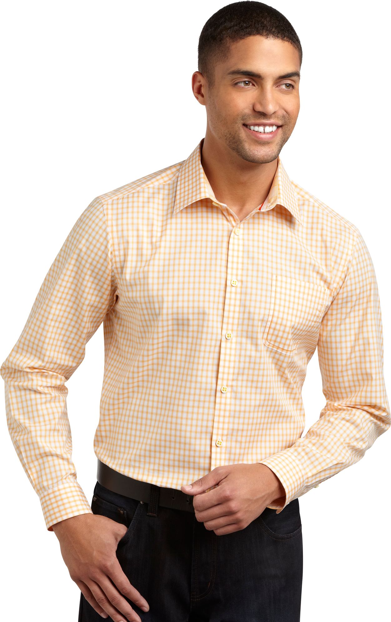 Egara Yellow Check Slim Fit Sport Shirt